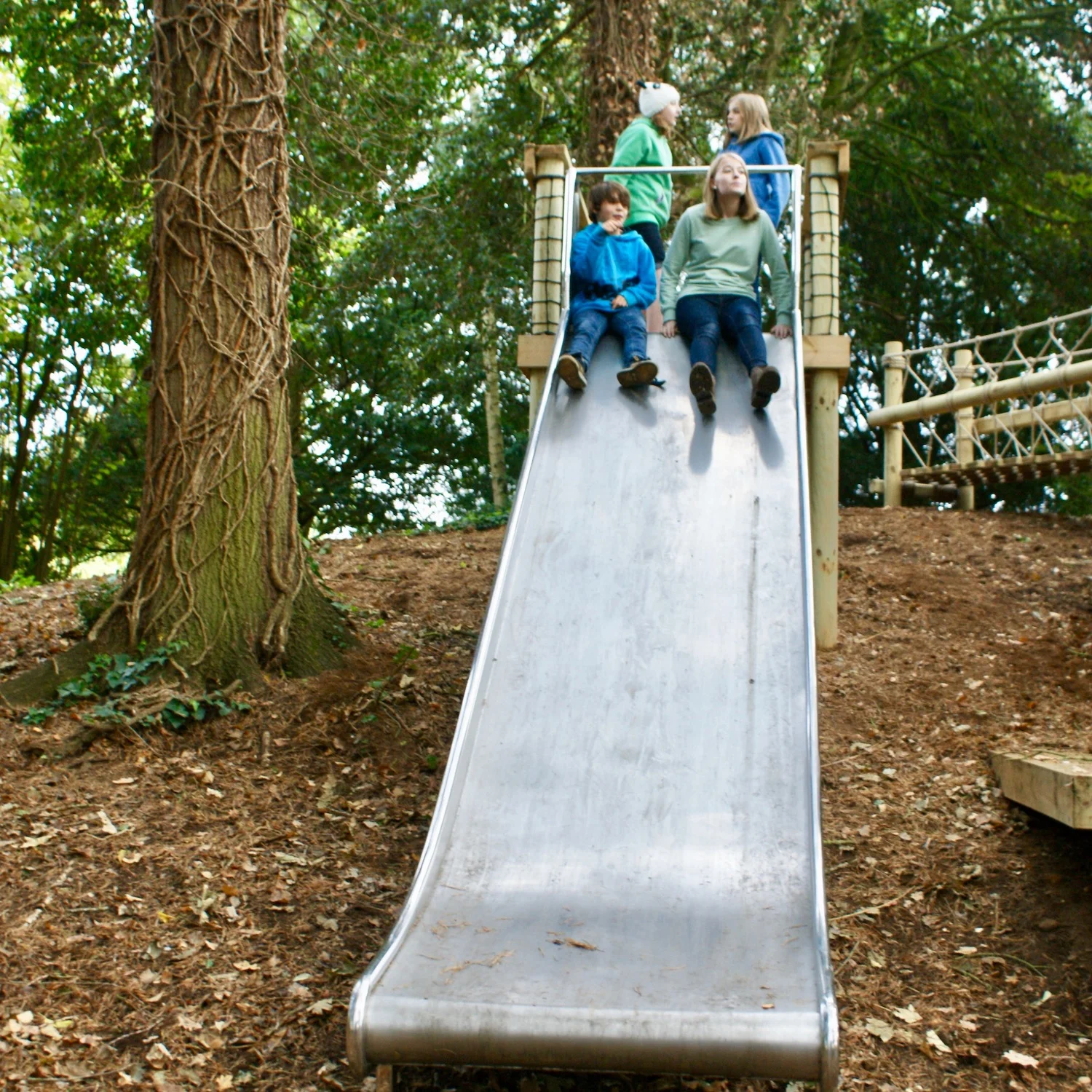 treehouse with slide and swing