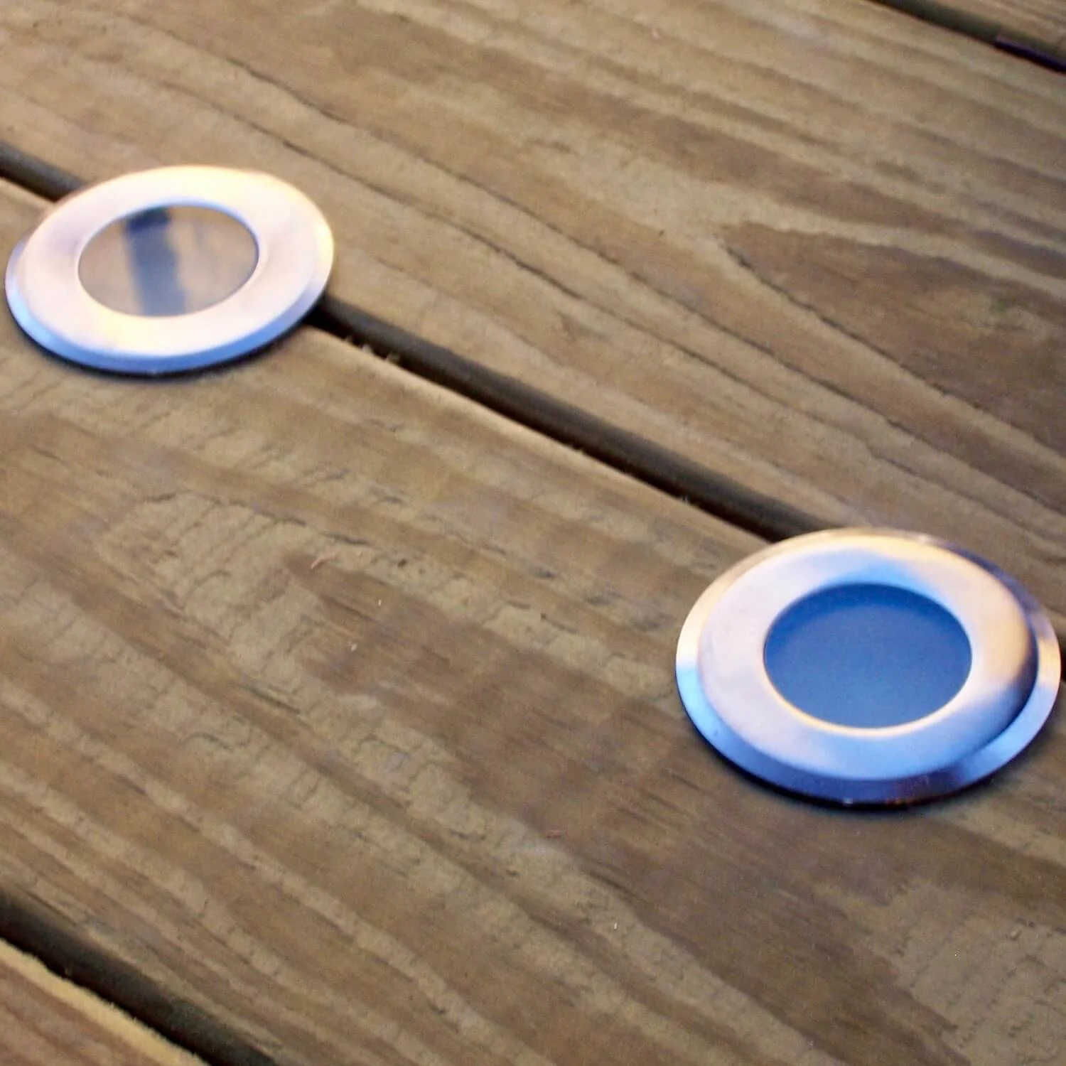 "...solar-powered stainless steel deck lighting"