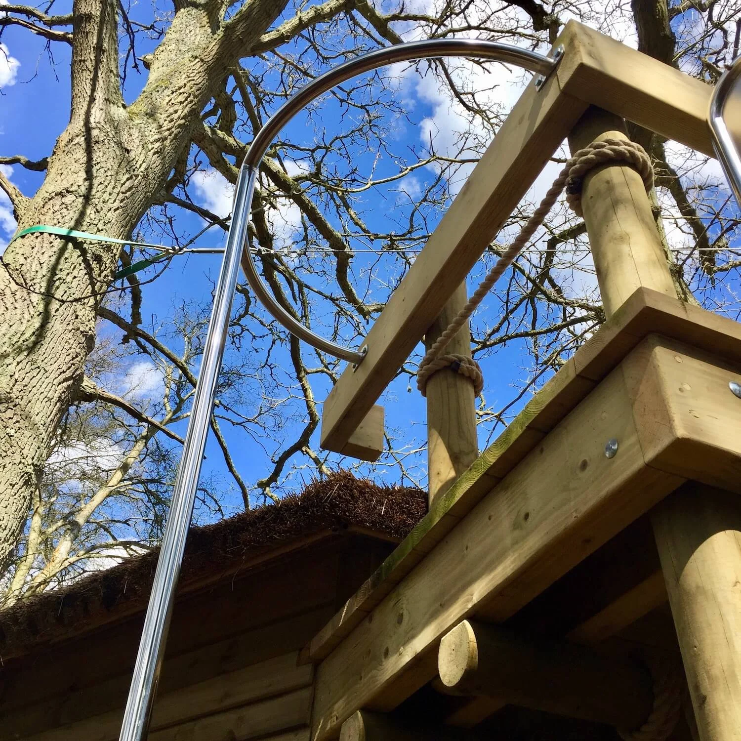 "...stainless steel fireman's pole for treehouses"