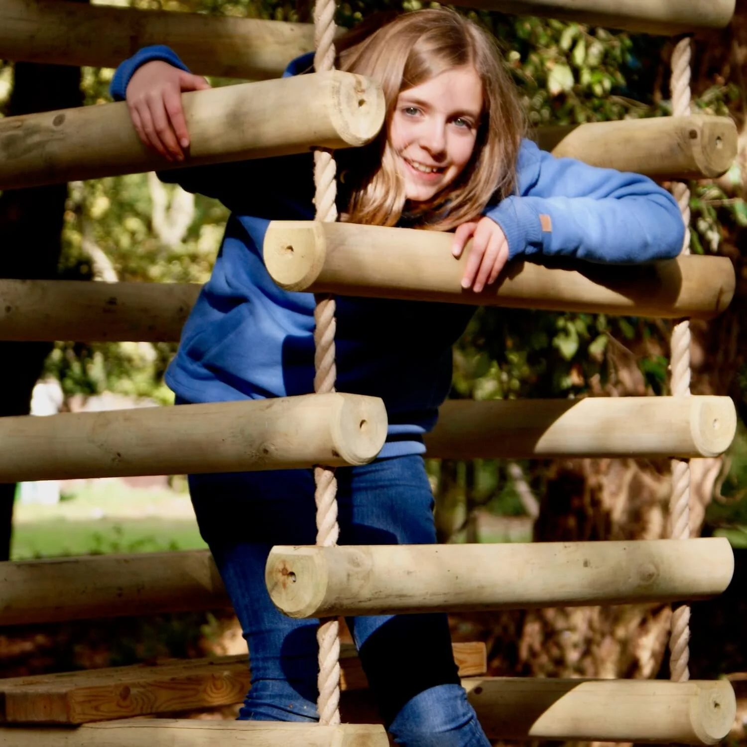 "...suspended 4-sided rope ladder"