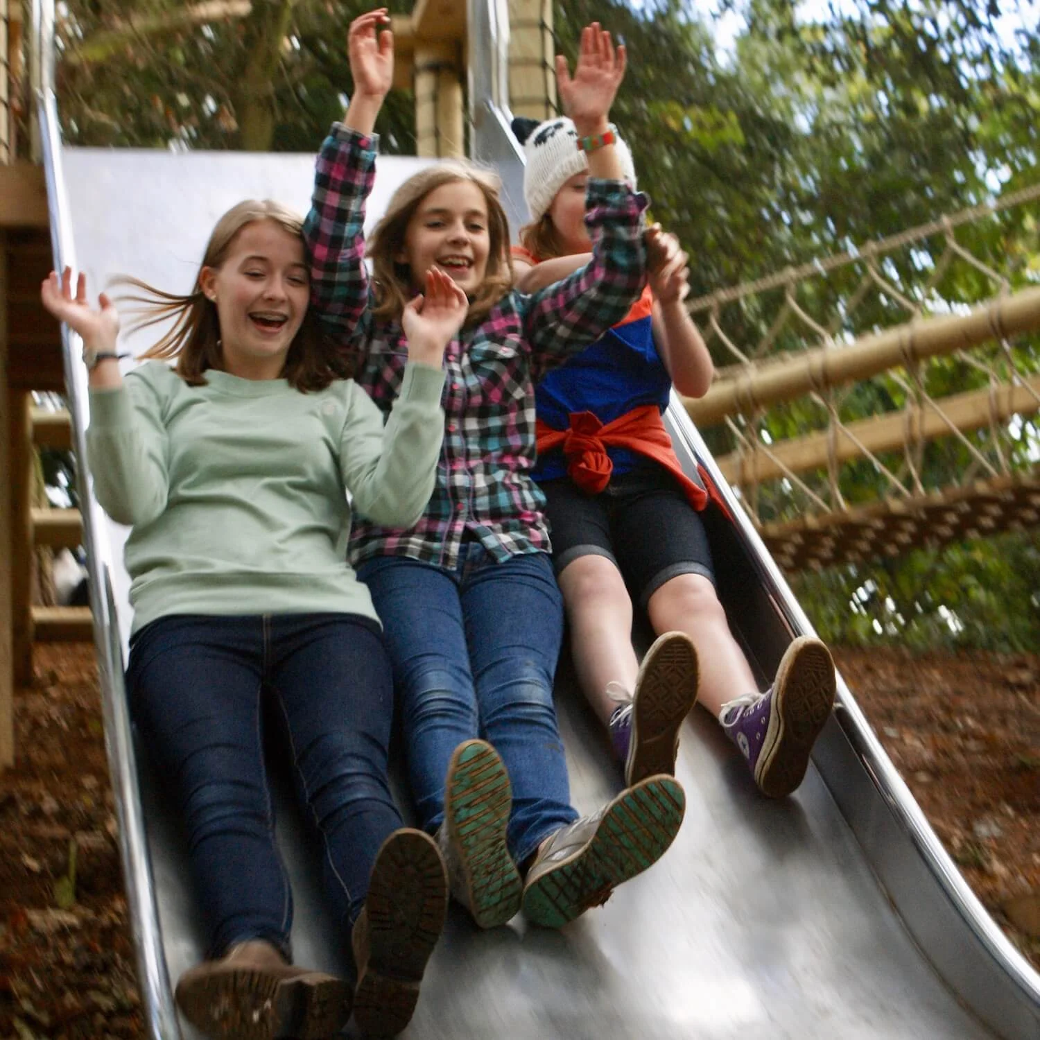 "...kids on a double-width slide"