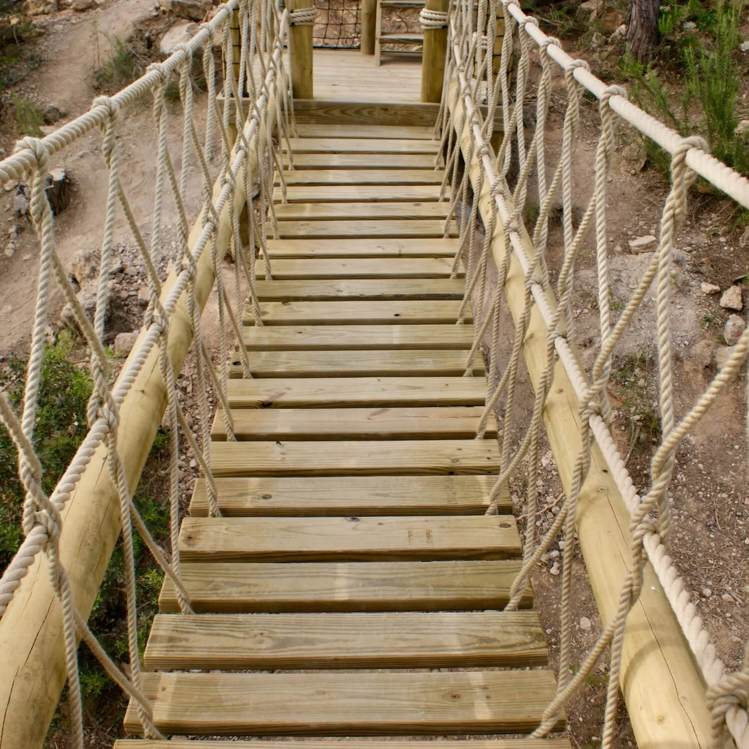 "...rope bridge deck board-walk"