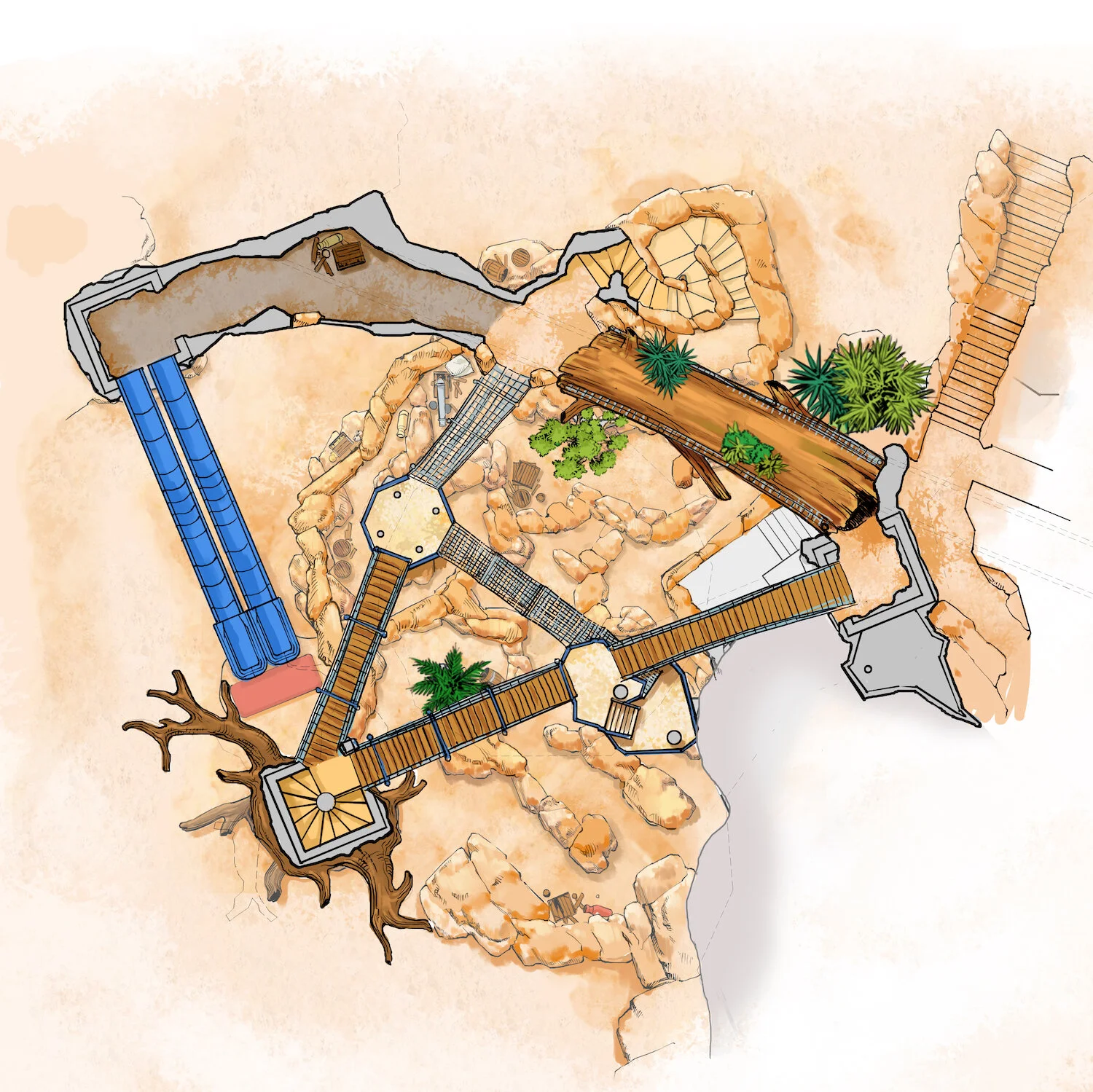 Adventure Park Rope Bridge Project Qatar Treehouses Rope Bridges Treetop Walkways And Nest Swings