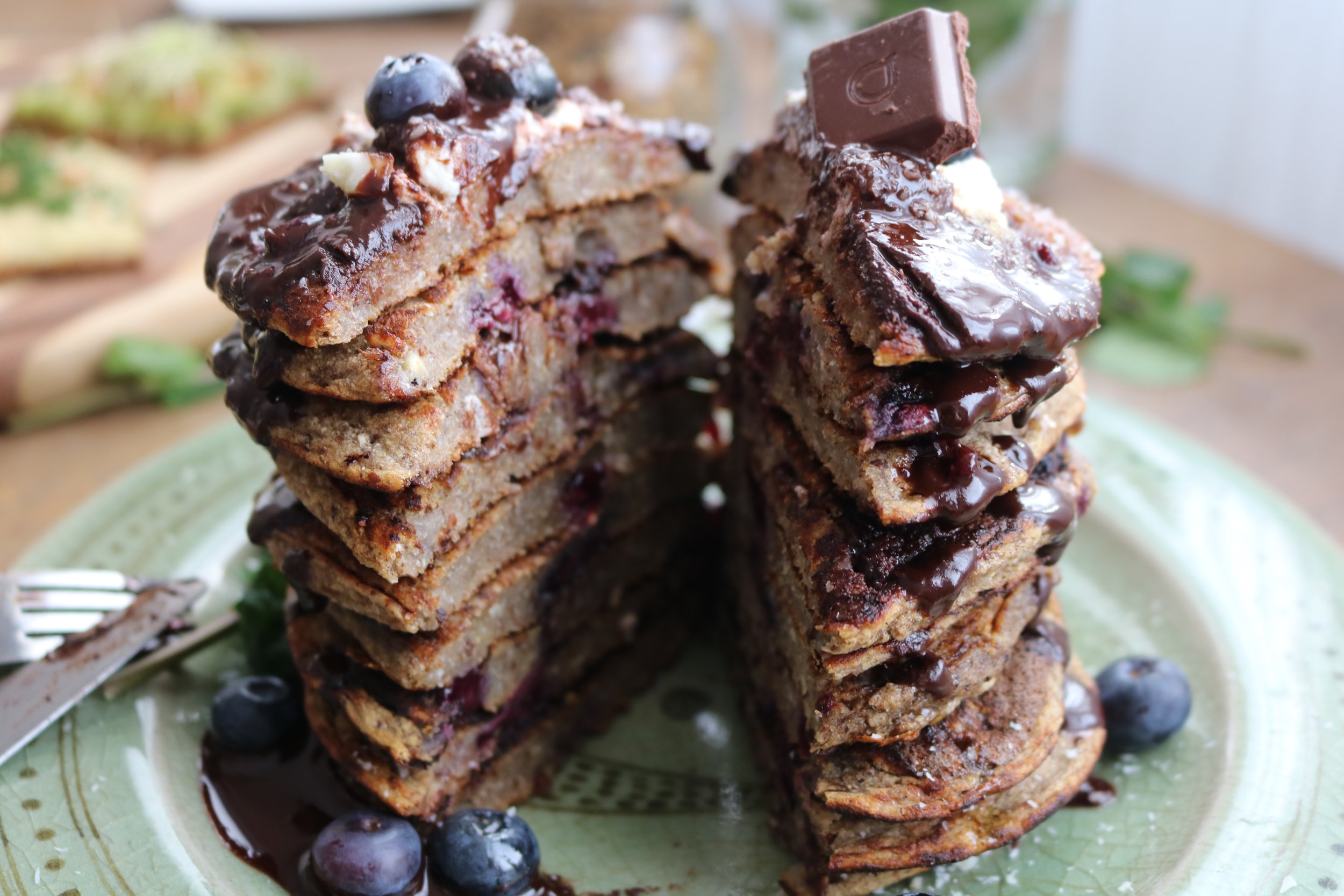 Vegan Banana Blueberry Pancakes