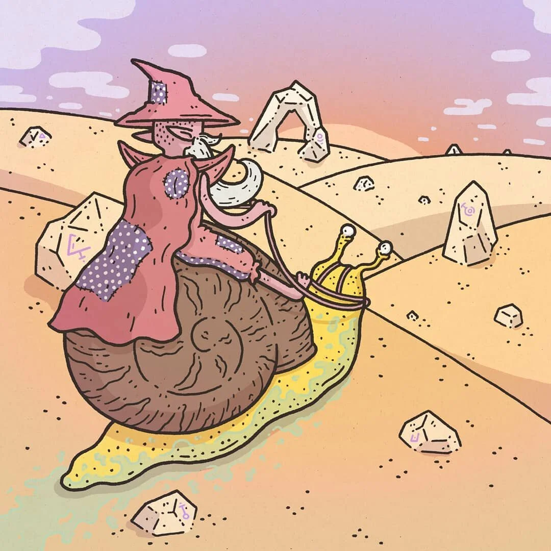 Every stone in this desert holds a unique magical rune. Sherman has been here looking for the perfect one too put on his new staff.

Good luck Sherman

#dungeonsanddragons #dnd #d20 #fantasyart #ttrpg #fantasy #rpg