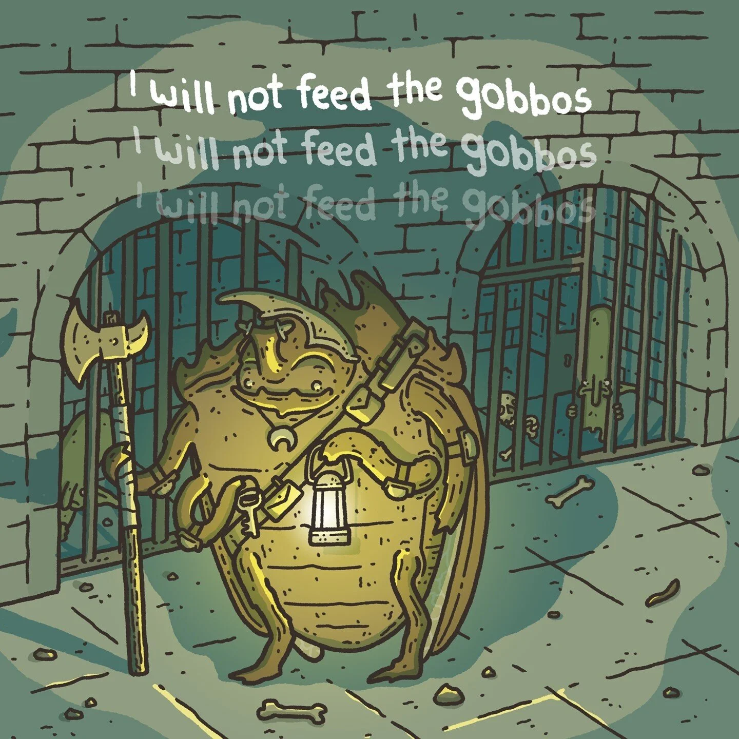 Scarrod has been stung before but with his caring nature, can't help but feel sorry for the gobbos. He knows they've already had their food though, and are just trying to take advantage.⁠
⁠
They're just going to steal your lantern and kick you in the