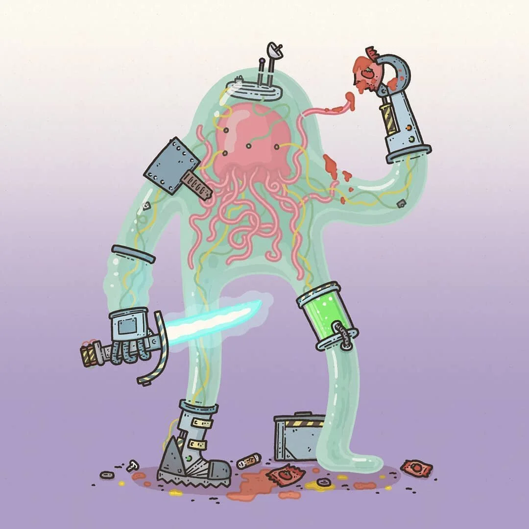 Say hello to my interpretation of Dr. Ze! A strange jellyfish like creature piloting an even stranger blobby liquid suit from the @backwater_bastards podcast. 

I am really enjoying listening to the @backwater_bastards podcast, i usually find it quit