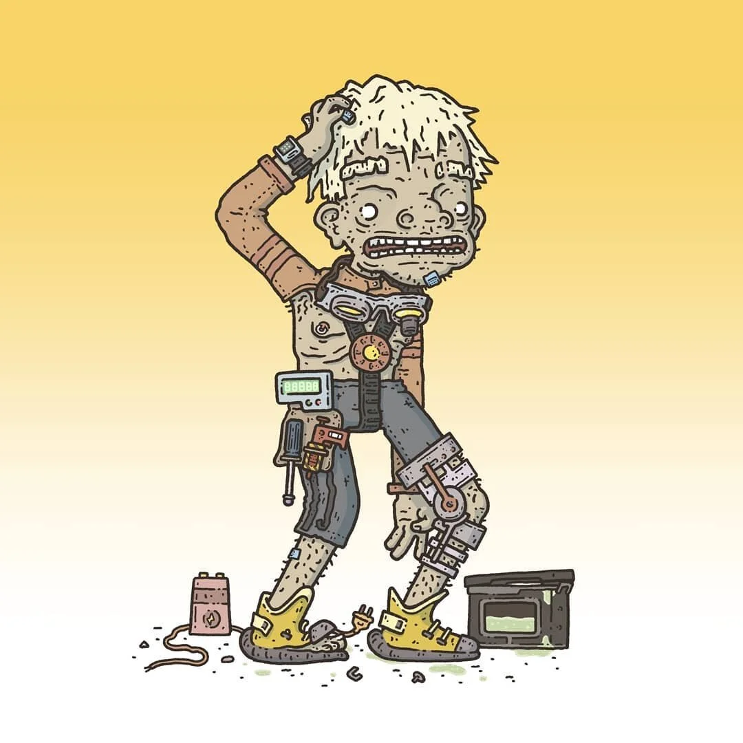 I do love fantasy and I always will, it's not going anywhere for me... but gosh, drawing these scifi characters for the @backwater_bastards has been such a fun time. ⁠
⁠
This fellow here is Boris! He's a bit of a collector and weirdo and for some rea