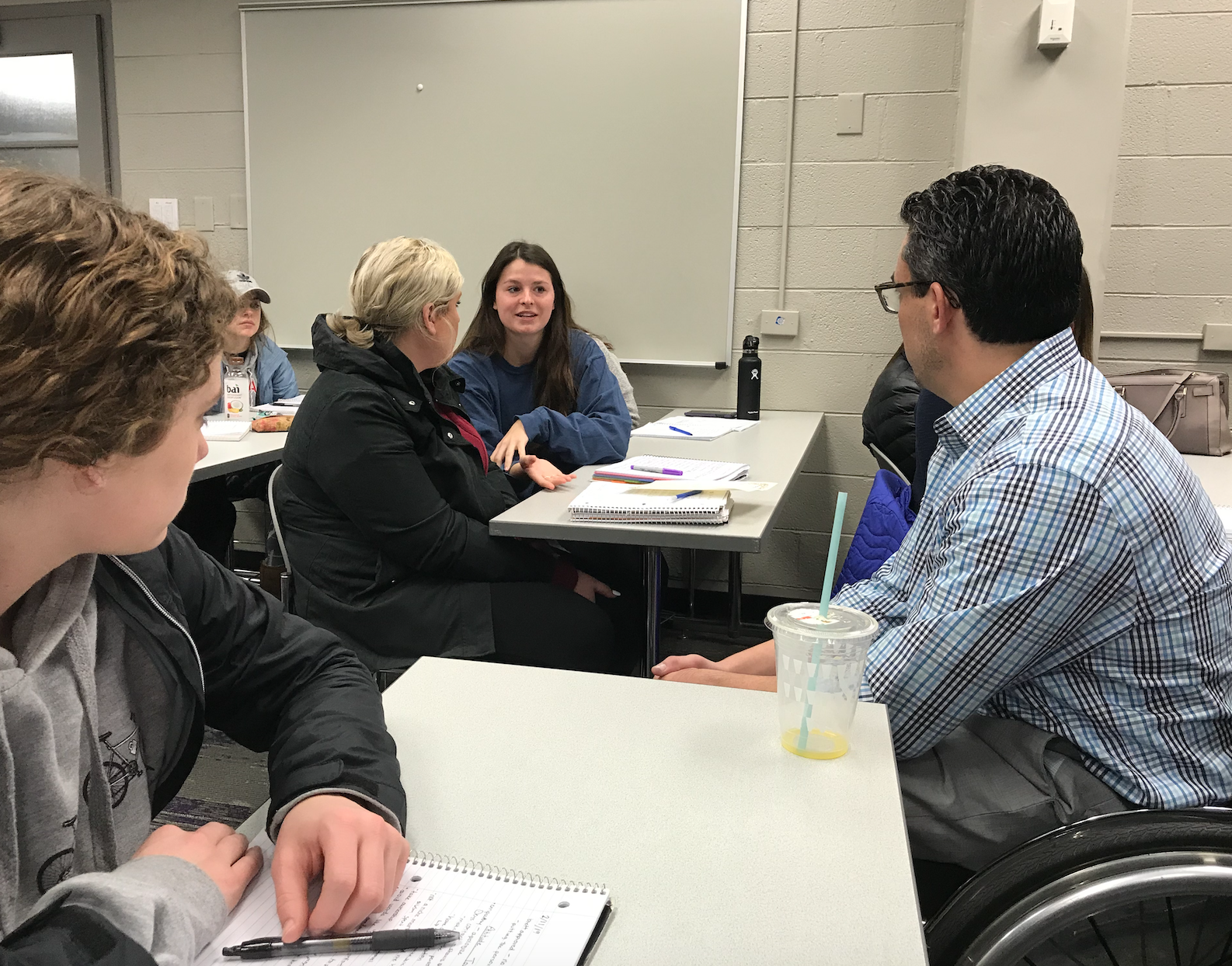 Brett Heising engaging with HRT-410 students on campus at The University of Tennessee.