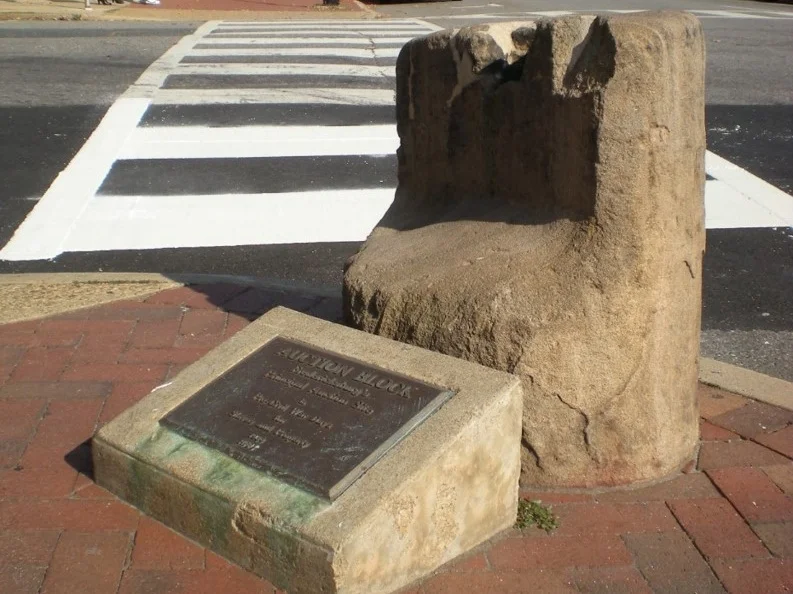 Fredericksburg’s Slave Auction Block. Photo by author.