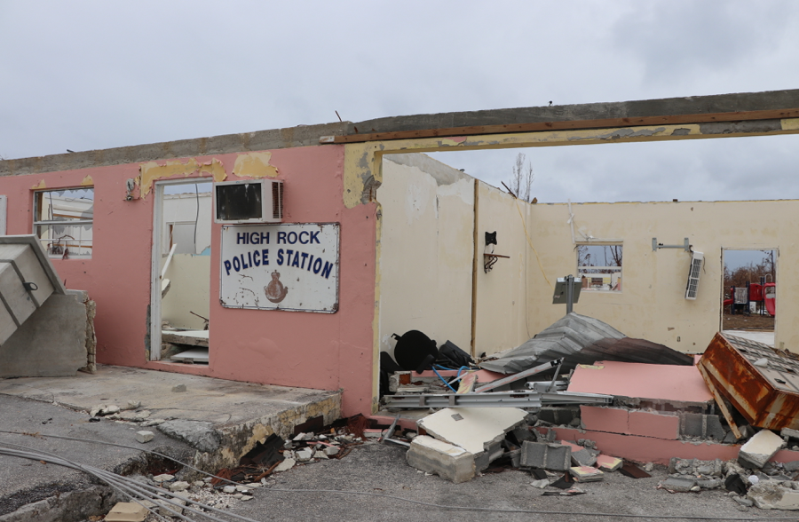 High Rock police station, gutted. This was the reality for many homes on the island build of concrete - held to some of the strictest building codes in the Caribbean, the storm spared no one, but, the rebuilding process will benefit some of the more wealthy for sure. (Personal photo - Dr. Alana Dillette)