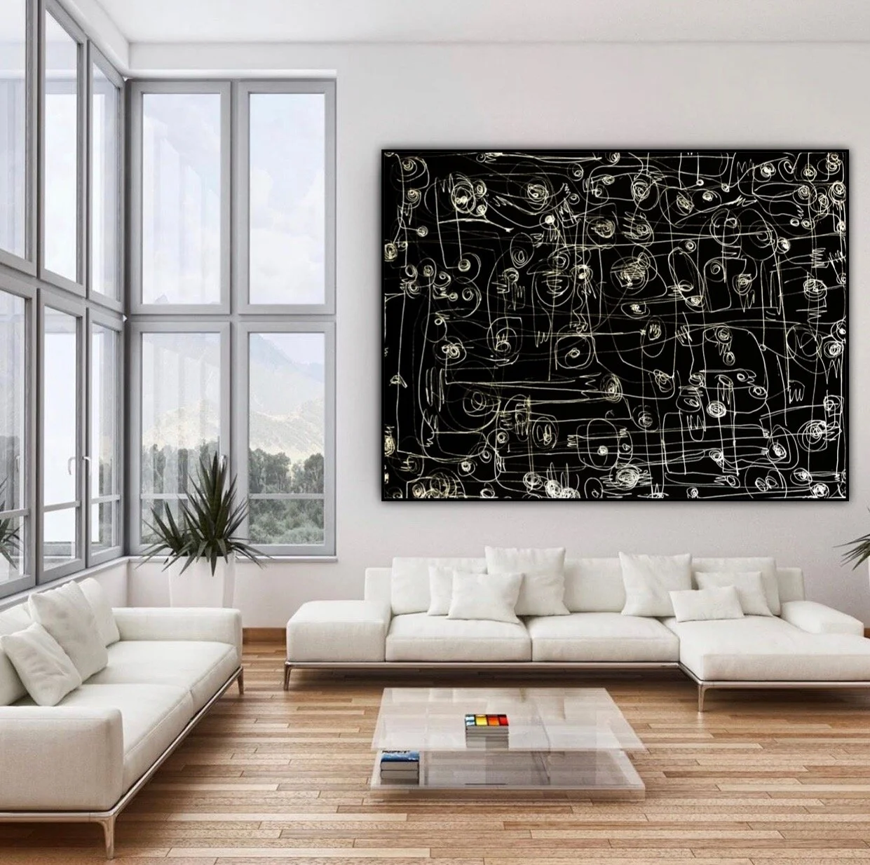  “Alien Dialogue #6, China Marker, Ink on Paper, 70” x 96”, 2015, Signed and Dated on Back.  