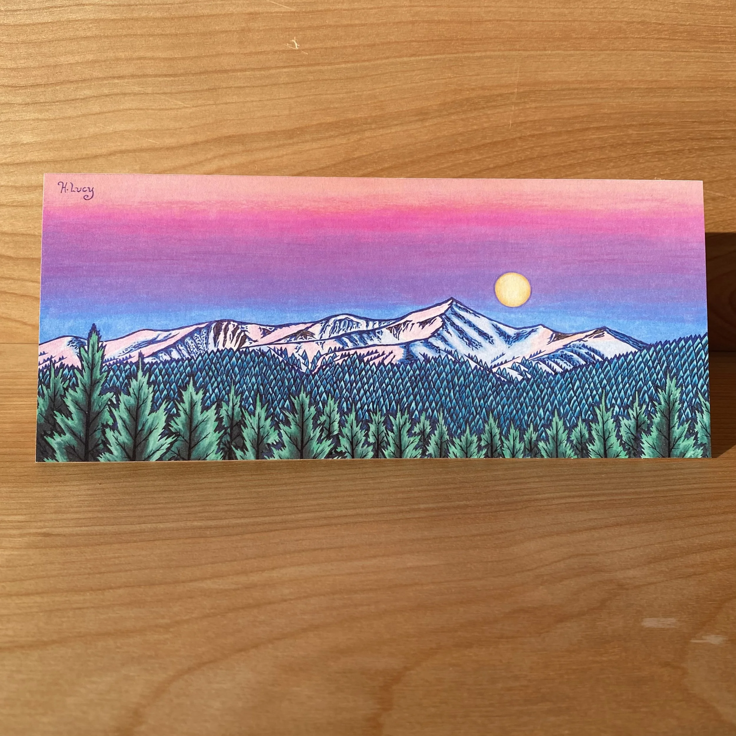 "Worm Moon over Mt. Elbert" Notecard