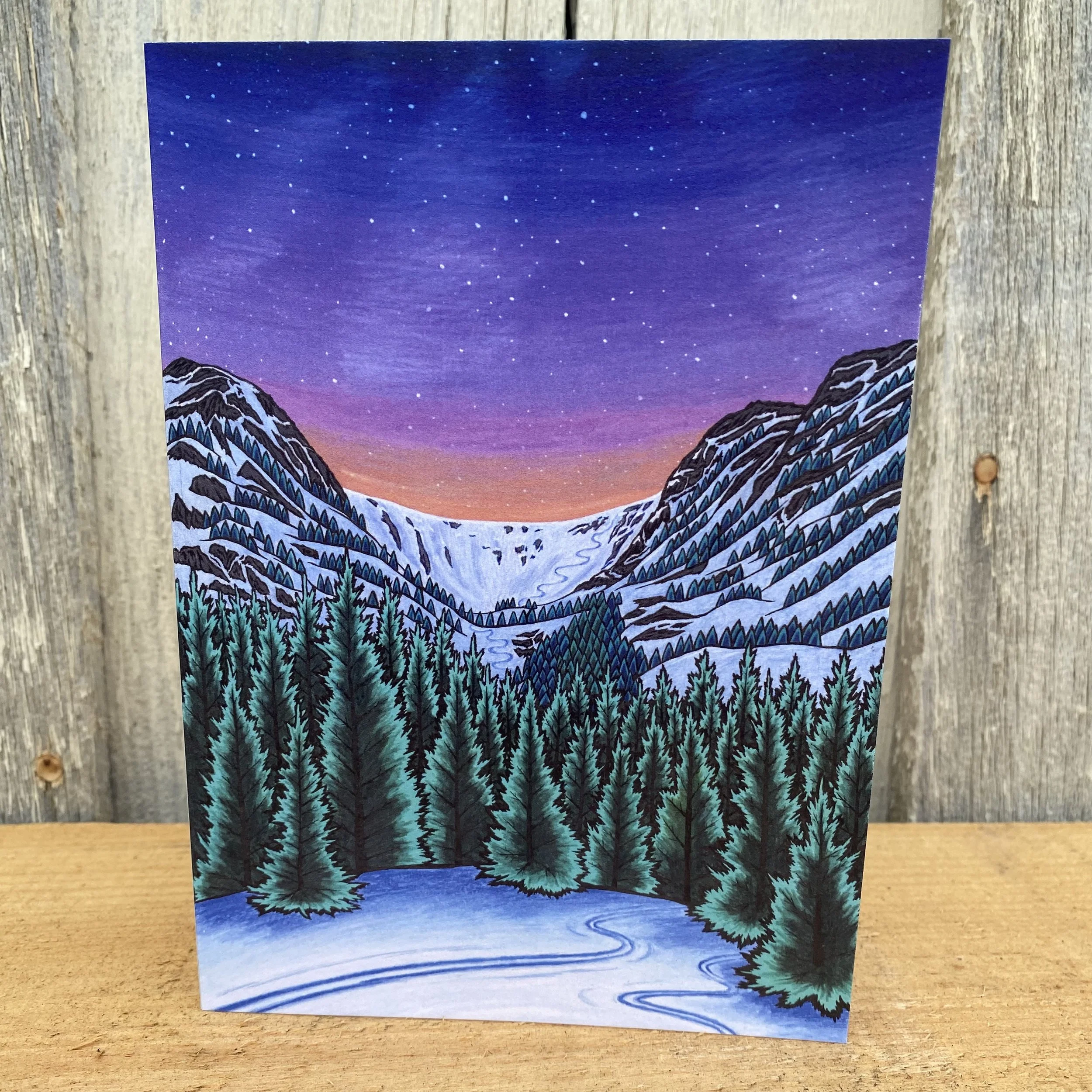"Tuckerman Ravine at Night" Notecard