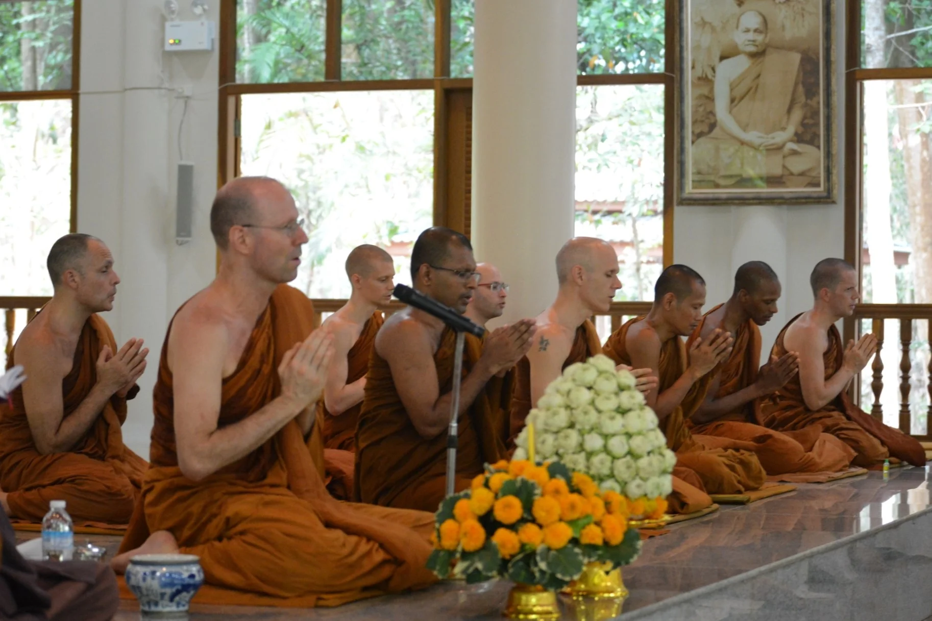In the main Sala the monks and novices give a new years blessing.