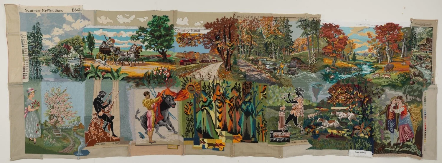 Mythology
(unstretched & unframed) 2025. 358 x 126 cm. Wool on Needlepoint canvas.
