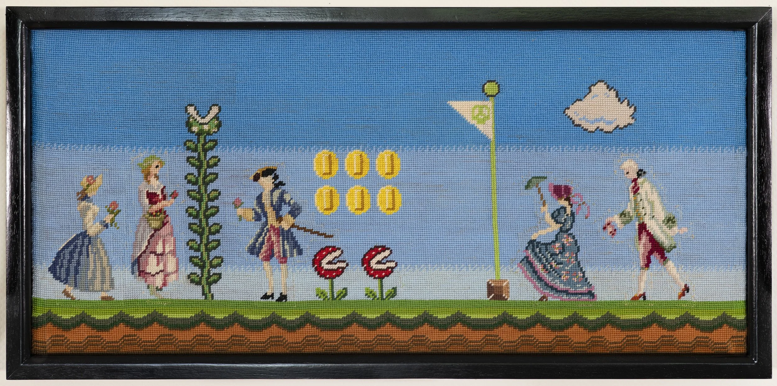 Promenade
2026 Needlepoint - wool on cotton canvas, (vintage and new materials) 90 x 43 cm