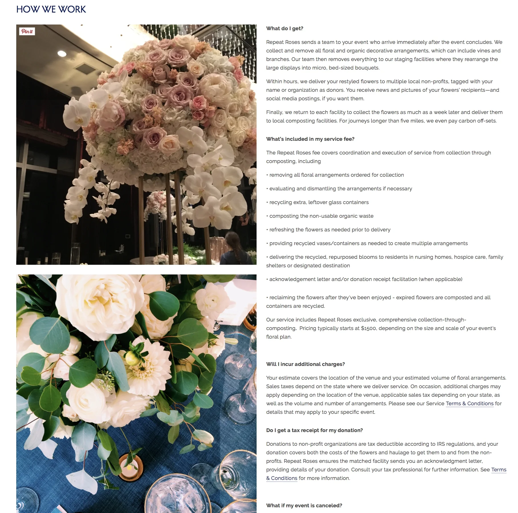 How We Work functions as a FAQ section and highlights key business information. Users were frustrated by the amount of copy and they did not fully understand how the service works or what the business impact is. We included infographics to help comm…