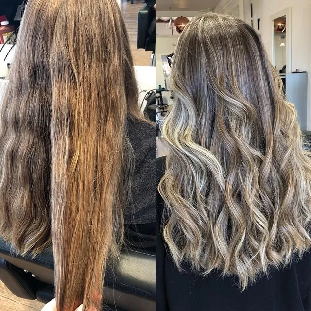 5 hours total. Tease highlight/babylight the whole head root to ends, root shadow, gloss, haircut. She had SUCH thick hair! Good one to end the week on ✌🏻