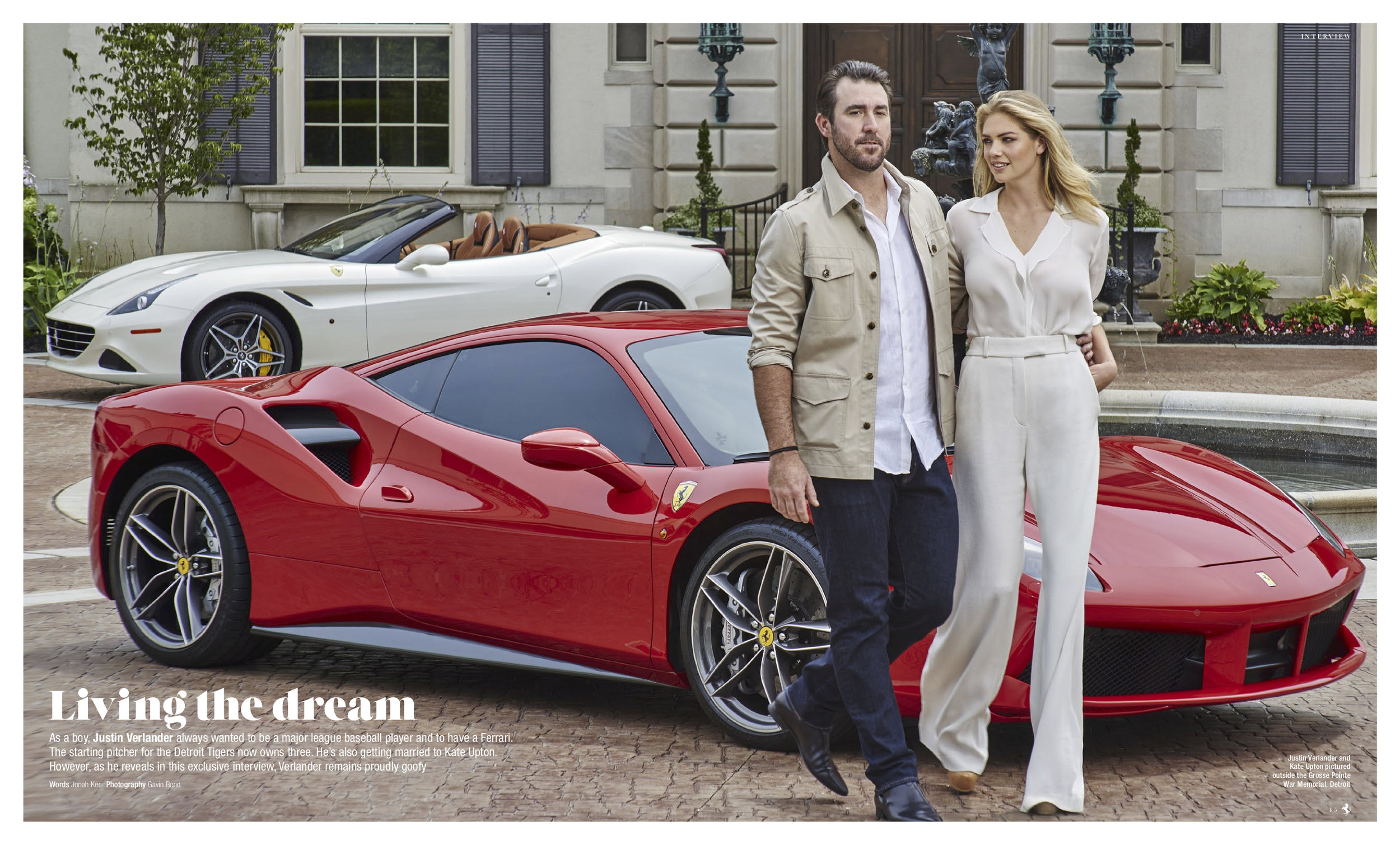 Kate  Upton & Justin Verlander standing red ferrari, Ferrari Magazine  JPEG .jpg