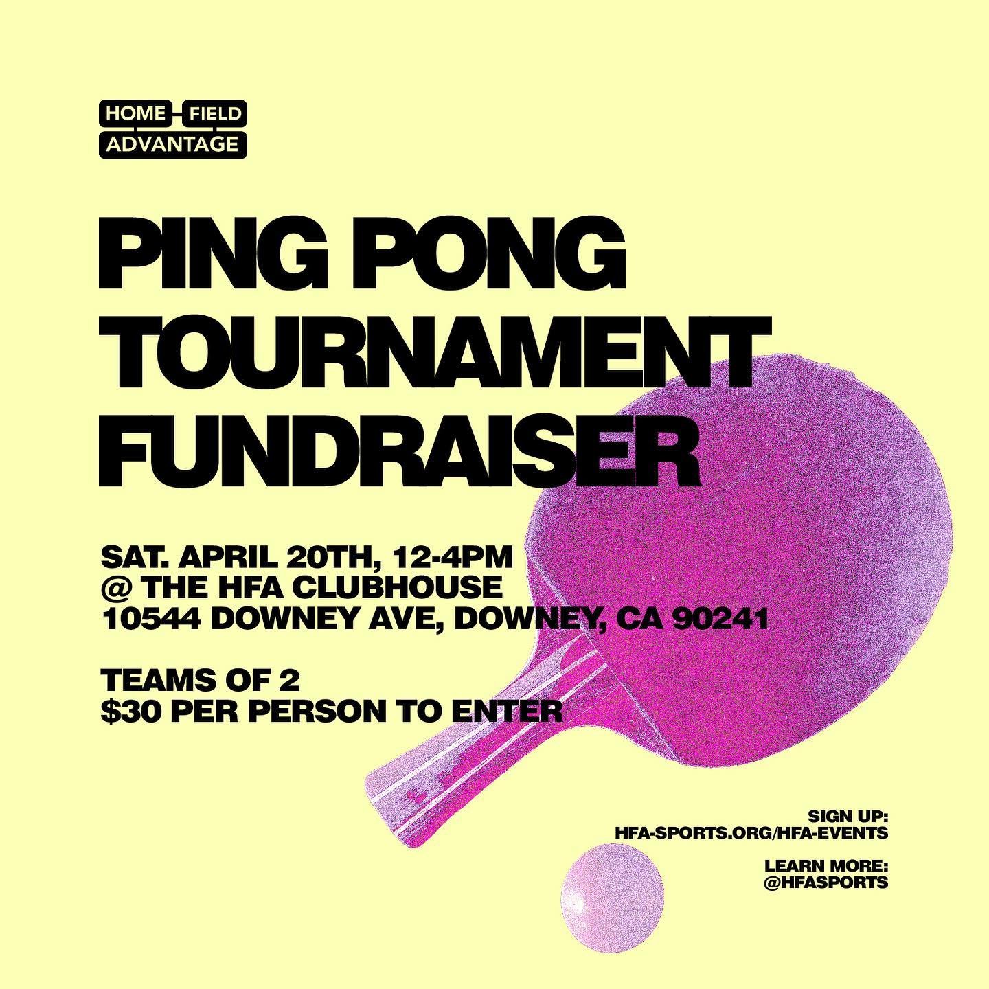 It&rsquo;s almost April 20th: our 2nd Ping Pong Tournament Fundraiser!!! 🥳🏓 

Join us for a fun day in the community, meet new people, and support HFA! 

No experience required, all levels are welcome ☺️🌟

Sign up by THURSDAY APRIL 18TH through th
