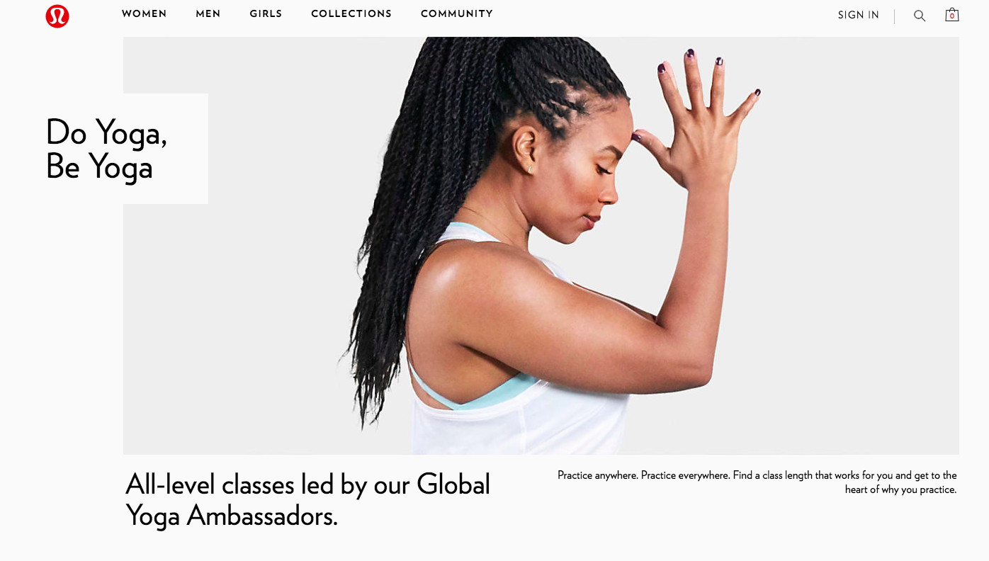 Yoga Service Content 2018 | Landing Page