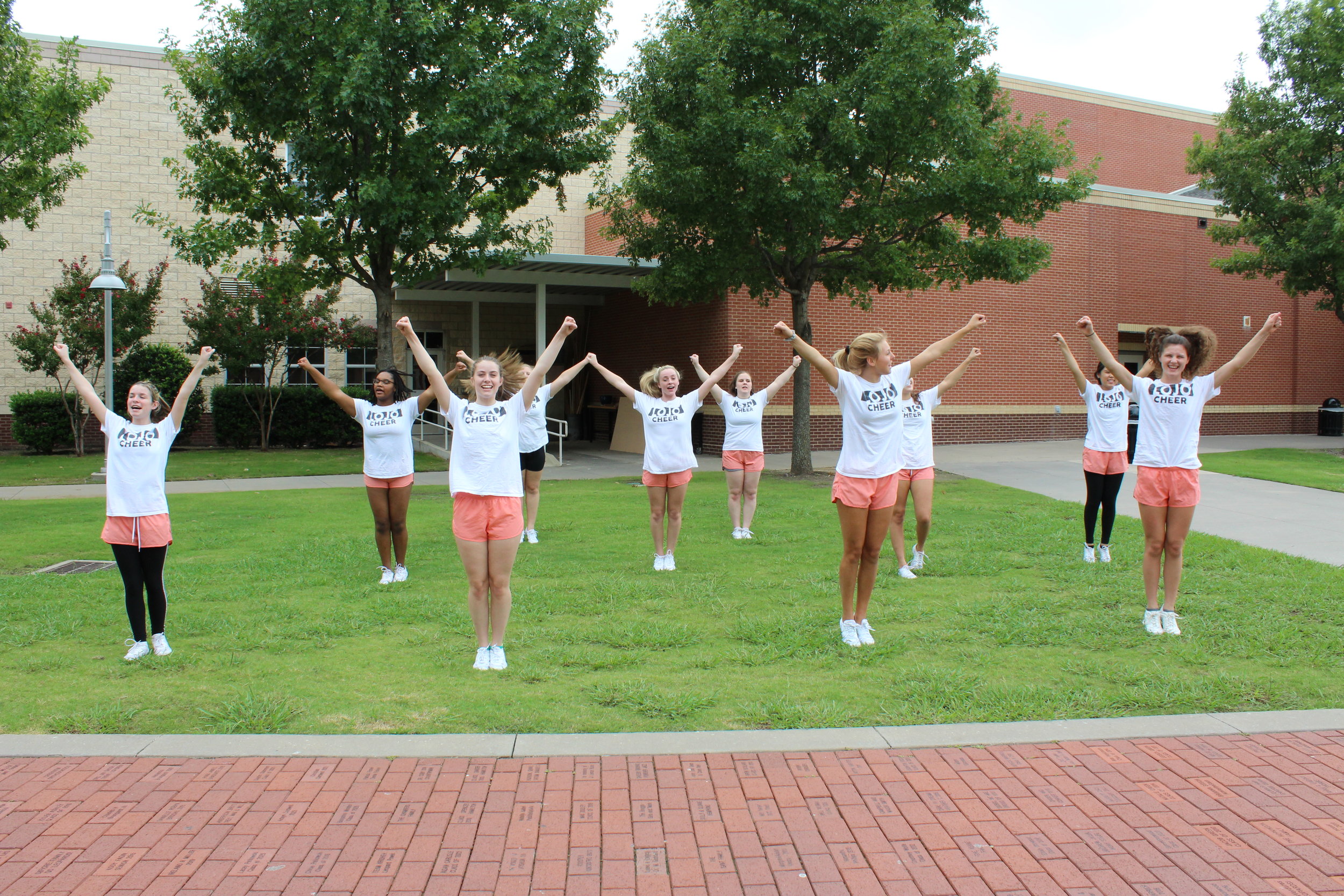 Members of the junior varsity cheerleaders during practice. 