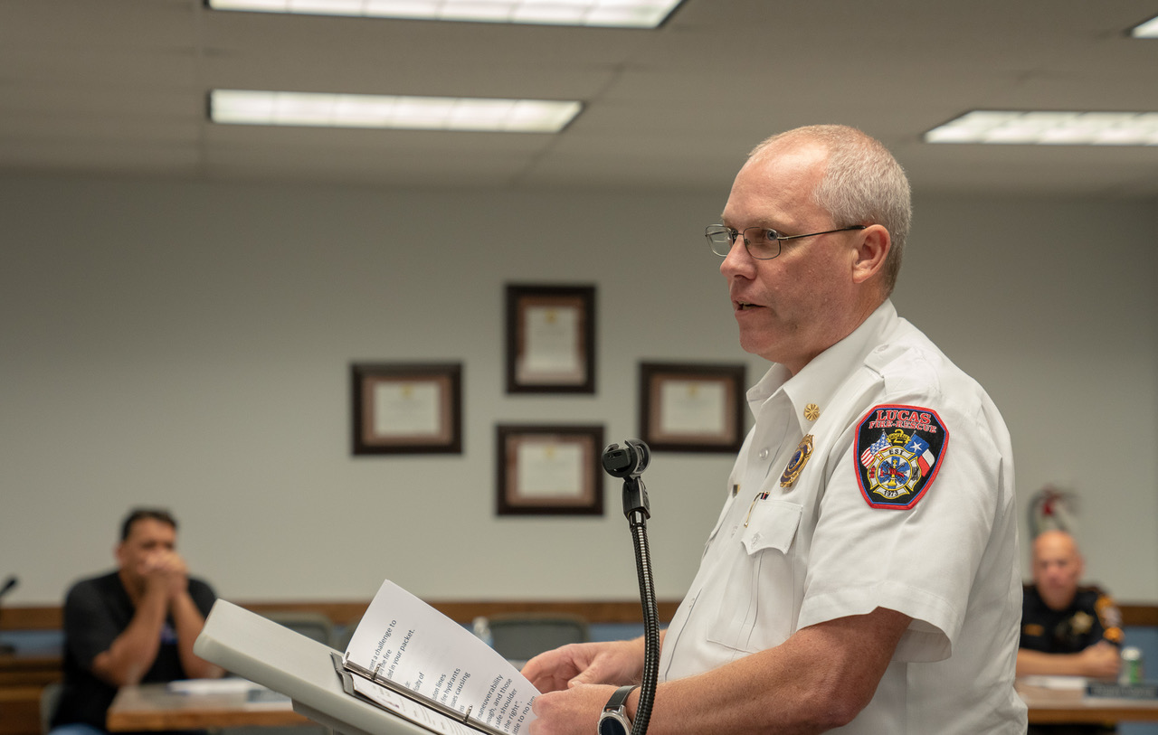 1. Lucas Fire Chief Ted Stephens briefs the City Council on safety and access concerns for emergency responder vehicles
