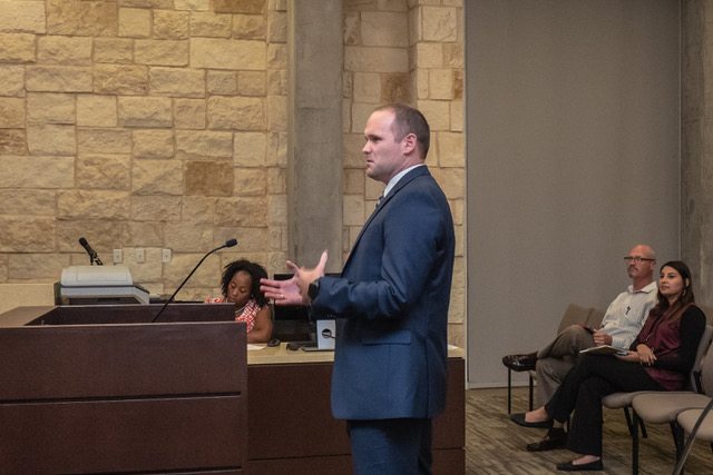 Tim Smith, representing Lincoln Property Management on behalf of Sleep Number, addresses commissioners’ questions.