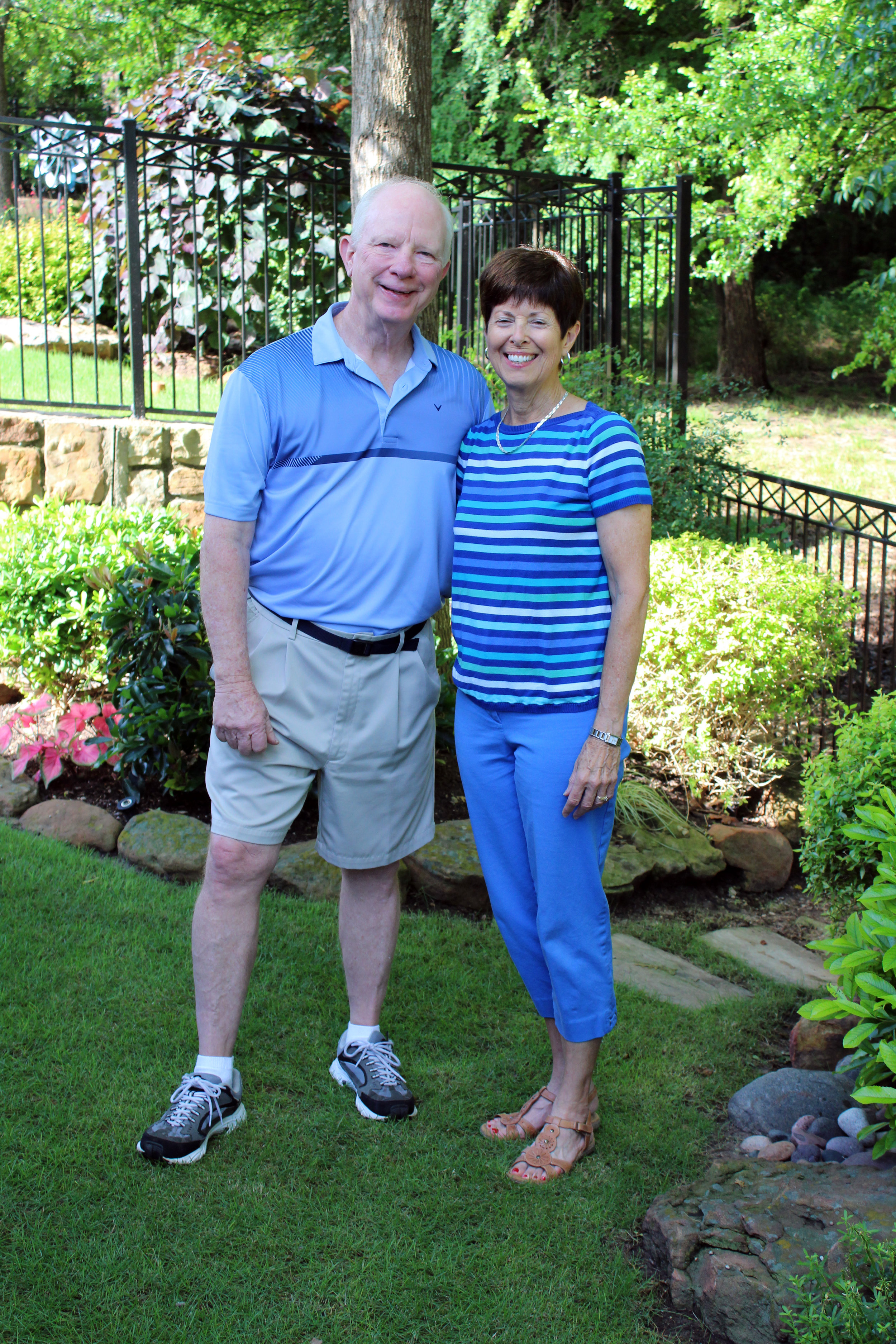 John and Judy Eastburn have created a peaceful split-level outdoor living area.