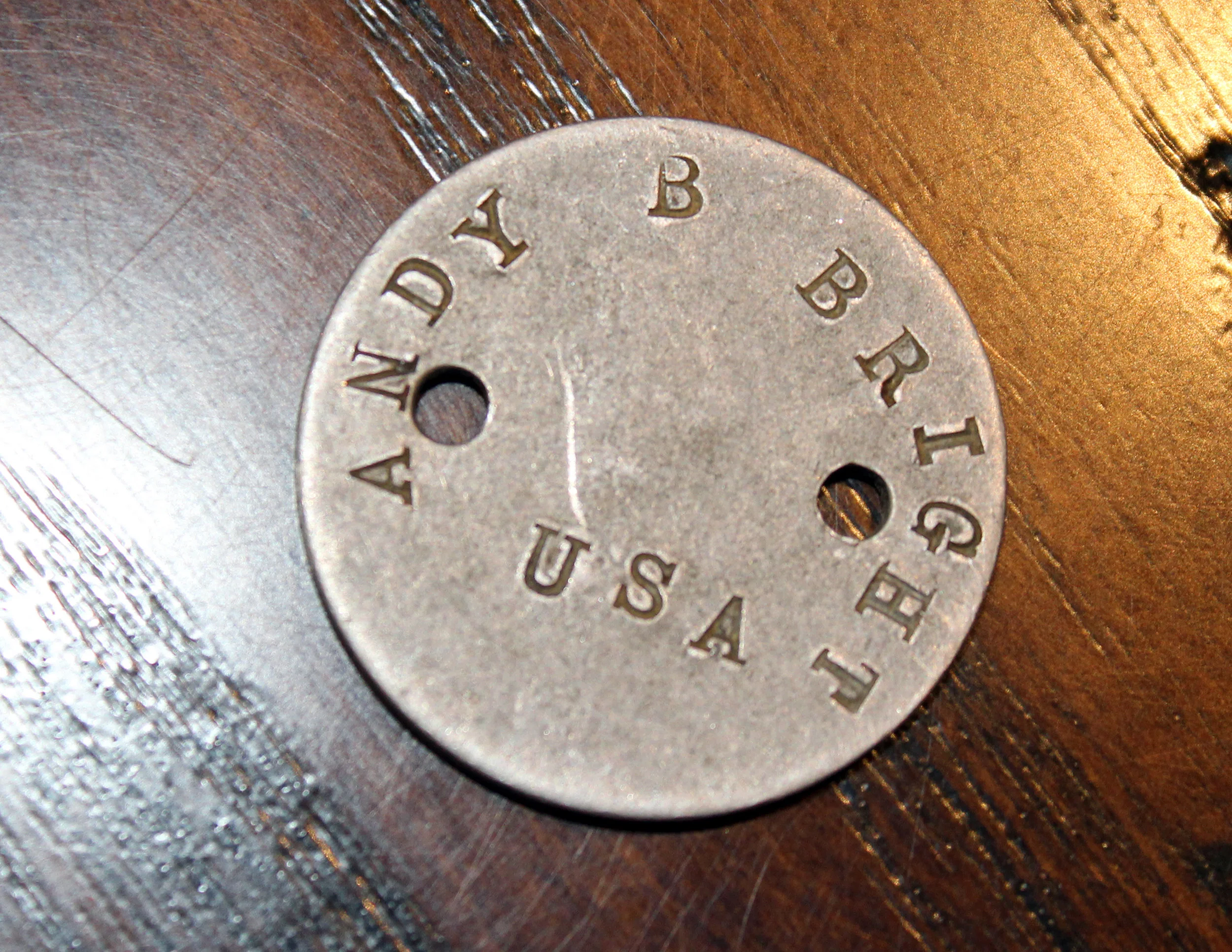 WWI Veteran Andrew Bright’s dog tags.