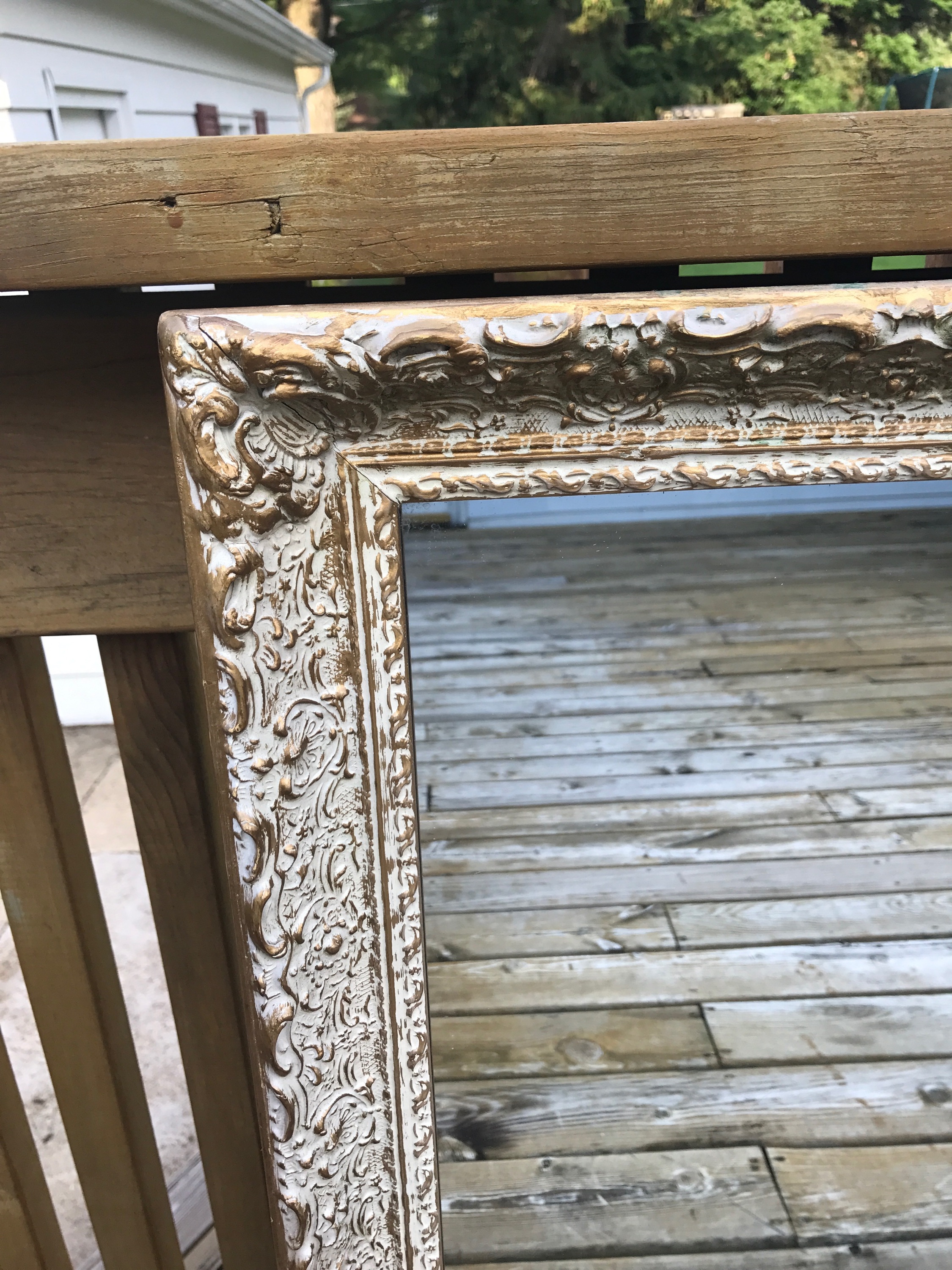 Gold / White Wash Mirror - Close Up