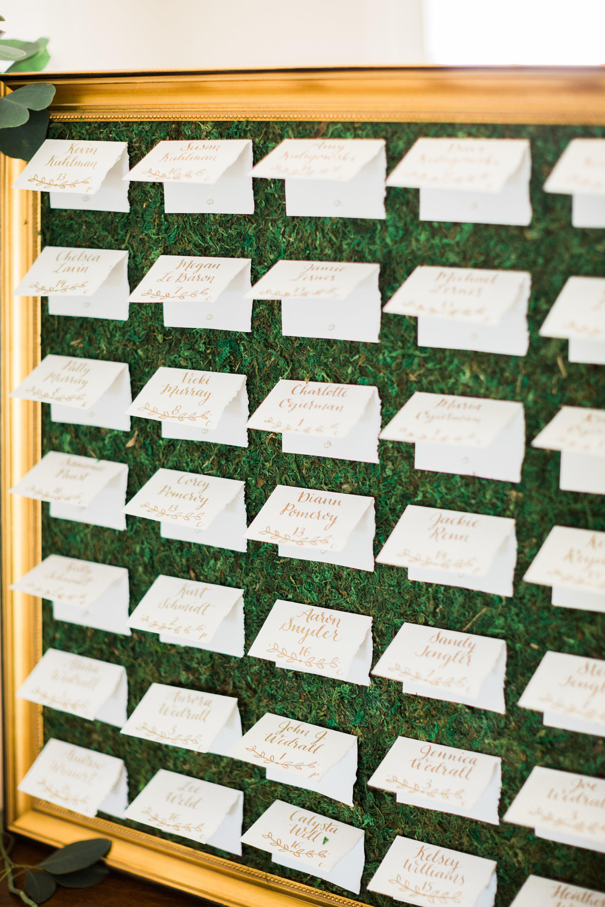 Moss Escort Card Display - Close Up