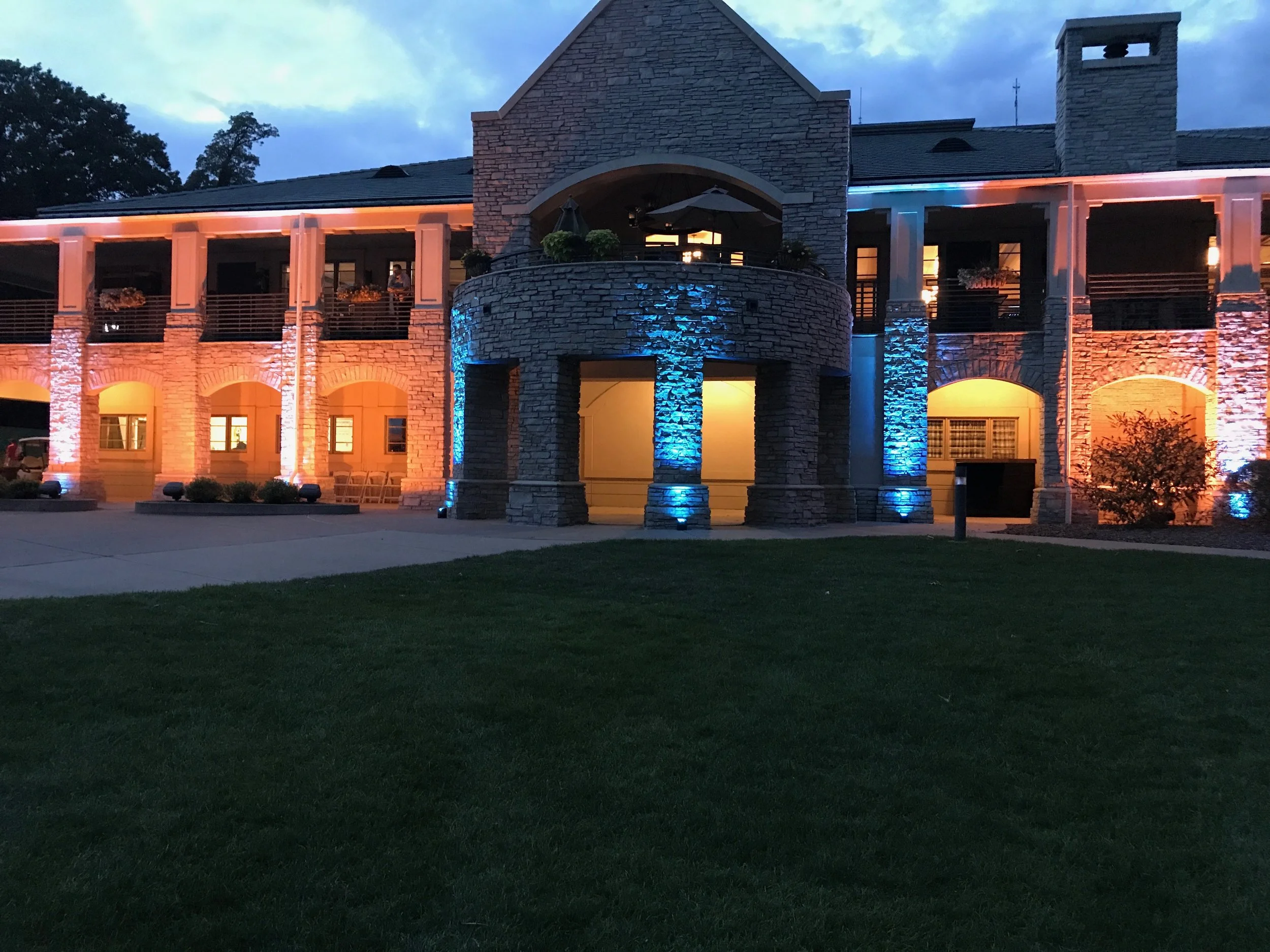 Outdoor wedding uplighting Massetone Entertainment