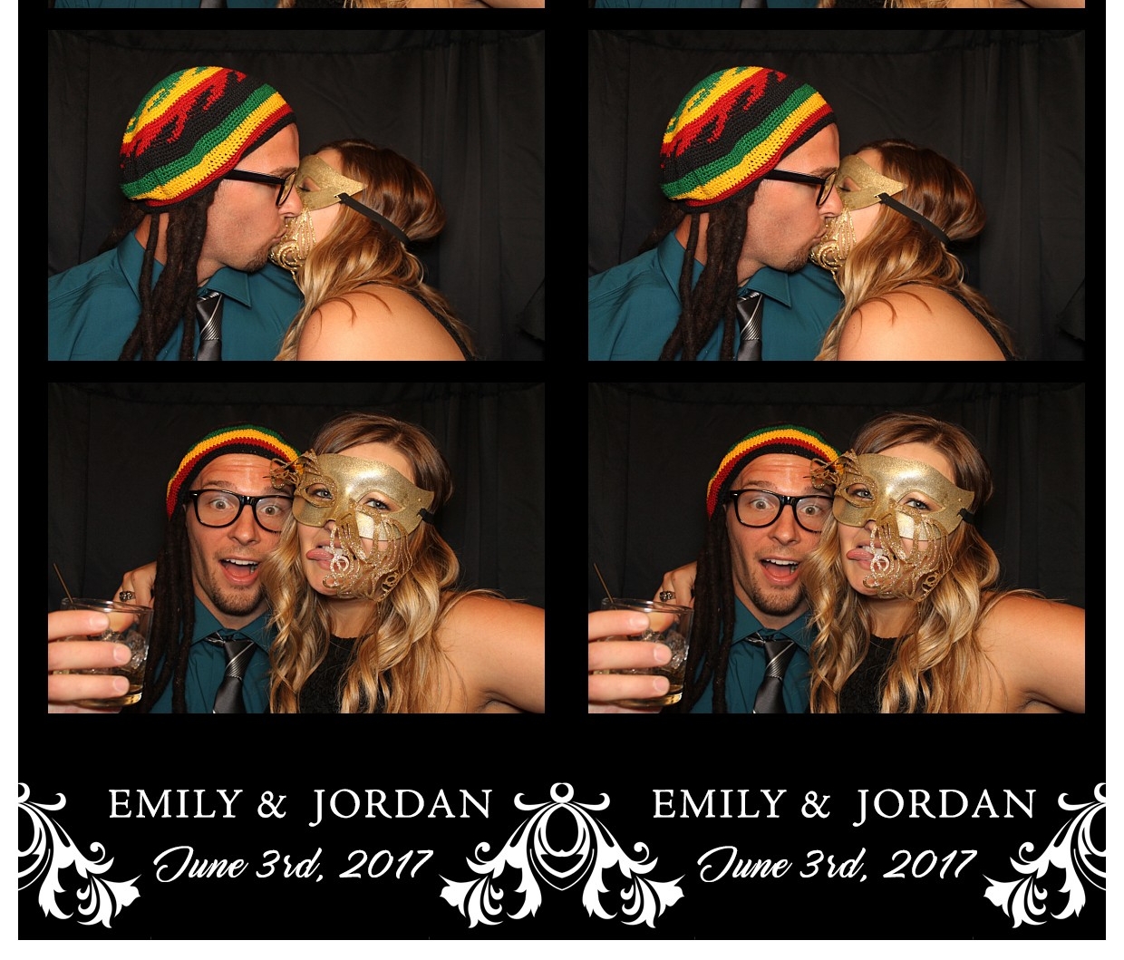 Photo booth kiss at a Quad Cities Wedding