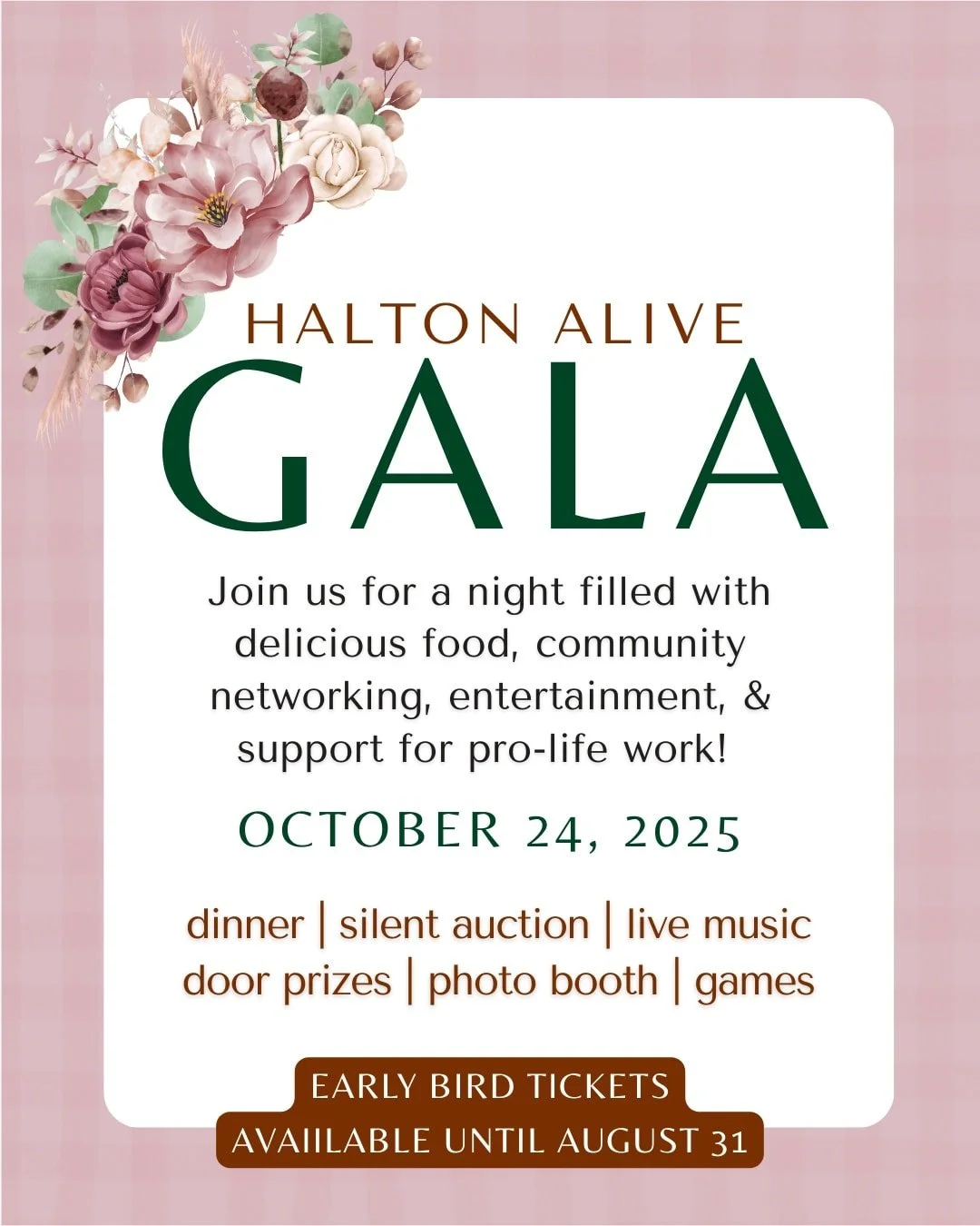 📅 The Halton Alive Gala is on Friday, October 24. Mark your calendar!

Early bird pricing is now in effect. So go get your tickets before it ends on August 31!

Visit link in bio for details and to sign up.

#prolifegeneration