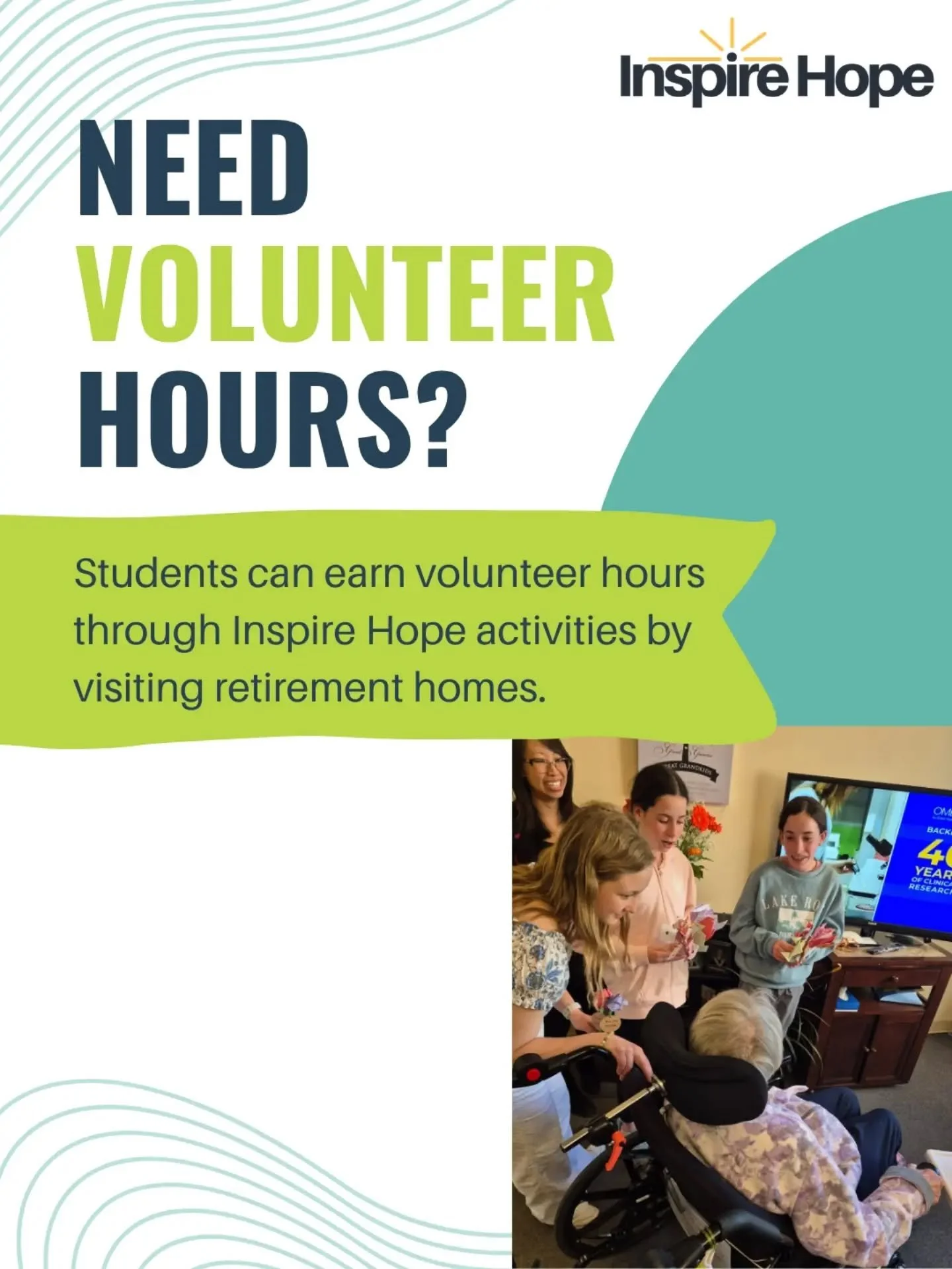 Looking for a meaningful way to earn your volunteer hours?

Through Inspire Hope, students can receive community involvement hours by creating a craft and visiting a local retirement home. It's a simple way to brighten someone's day while making a re