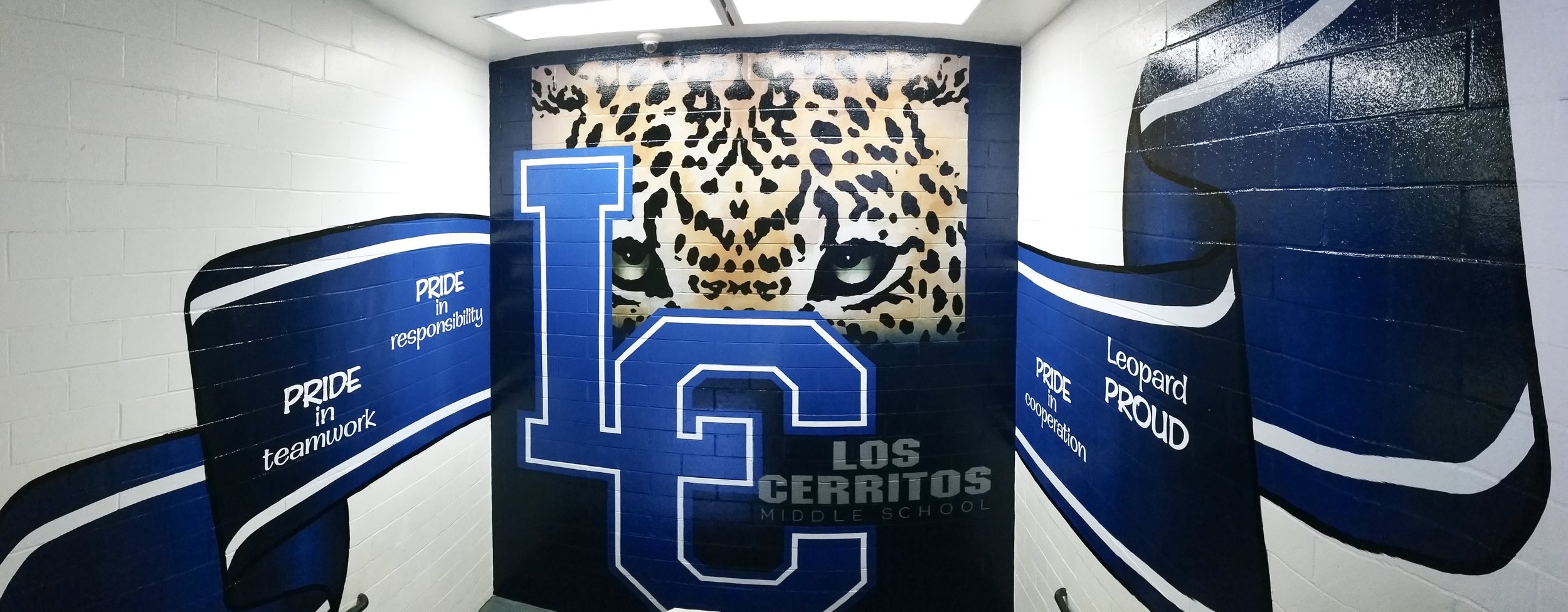 Los Cerritos Middle School hand painted mural - stair 2
