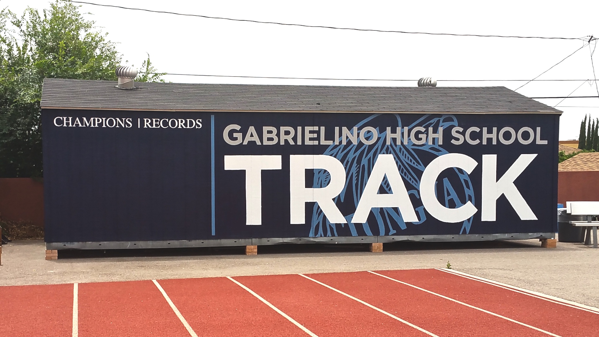 Gabrielino High School Track hand painted school sports mural