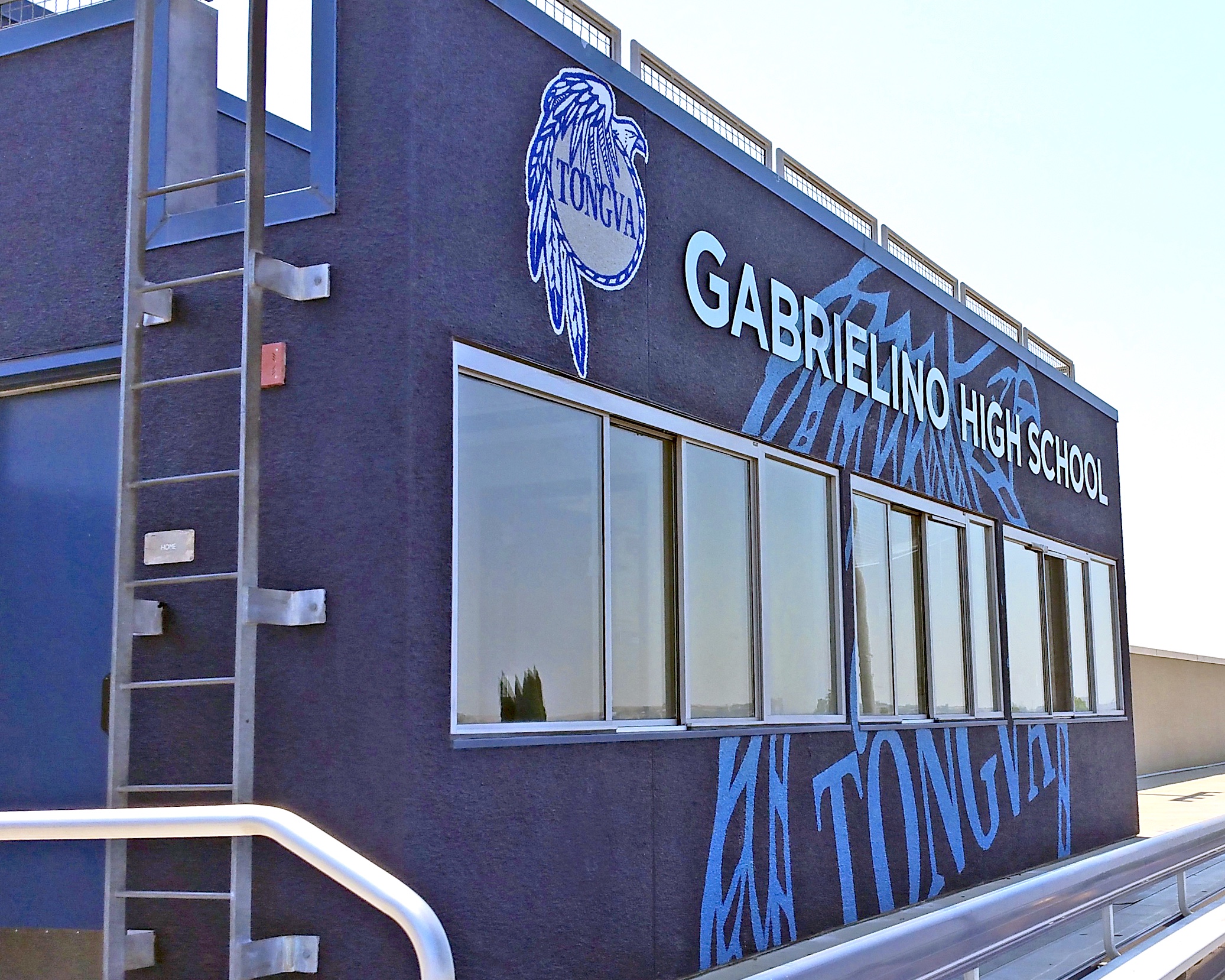 Gabrielino High School stadium hand painted school sports mural - detail