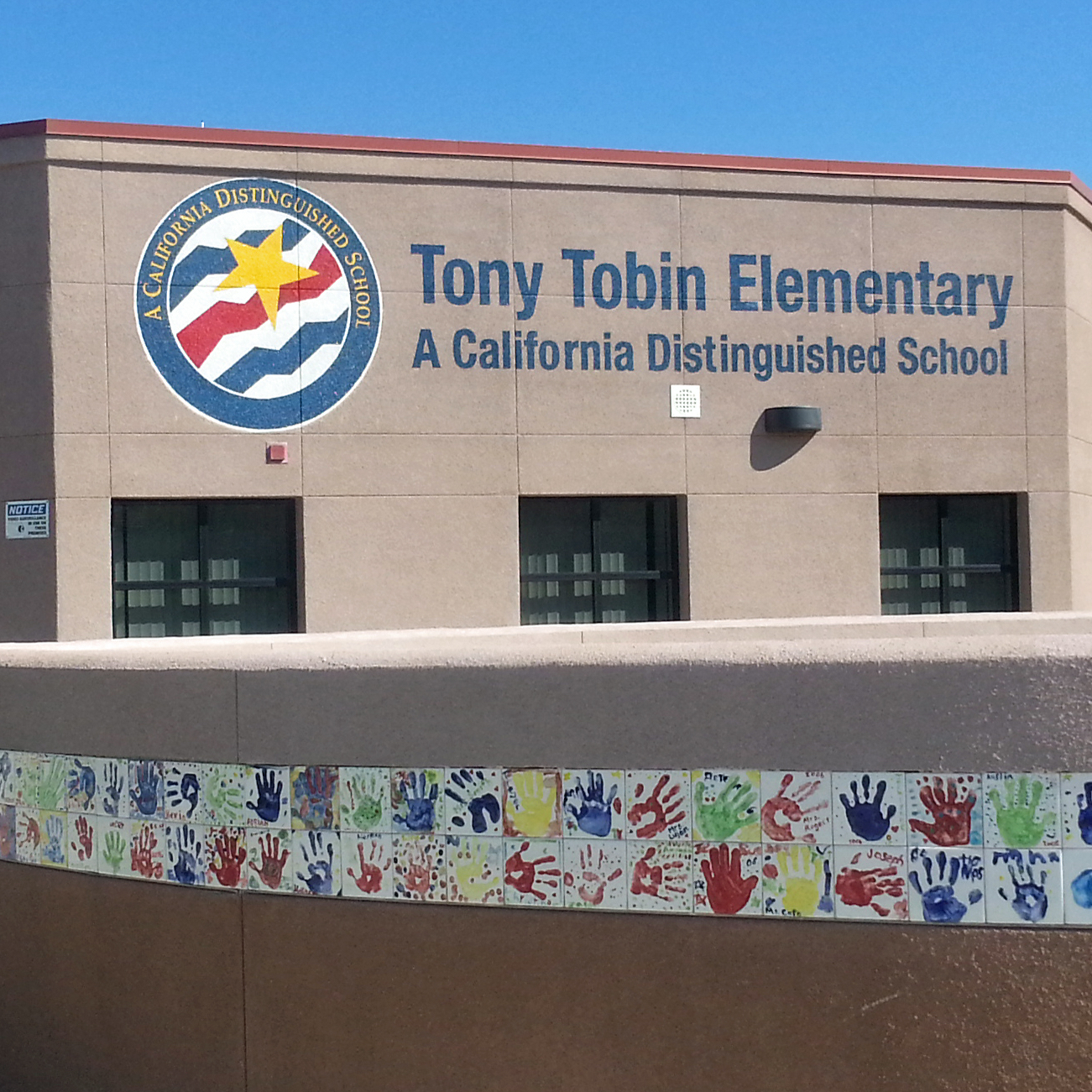 Tony Tobin Elementary hand painted Distinguished School Award sign