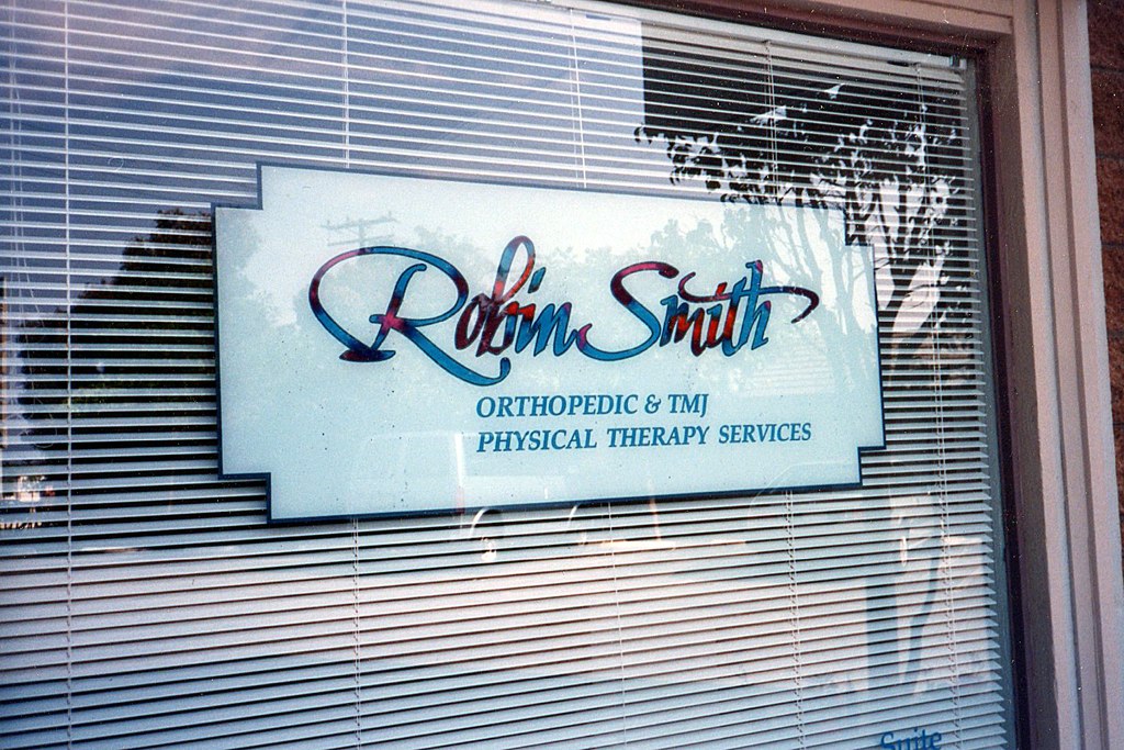 Robin Smith Physical Therapy hand painted window
