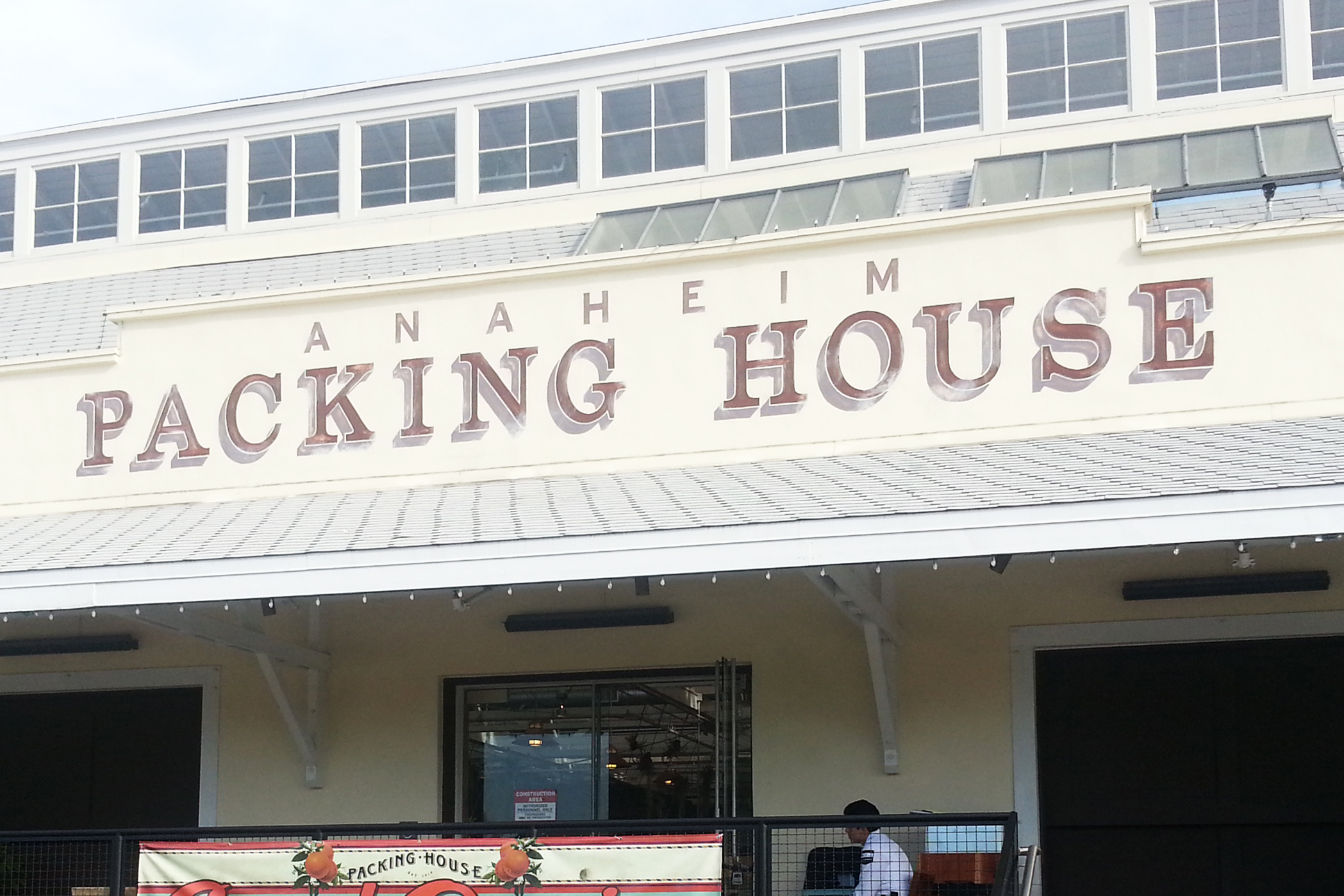 Anaheim Packing House hand painted graphic mural - entrance