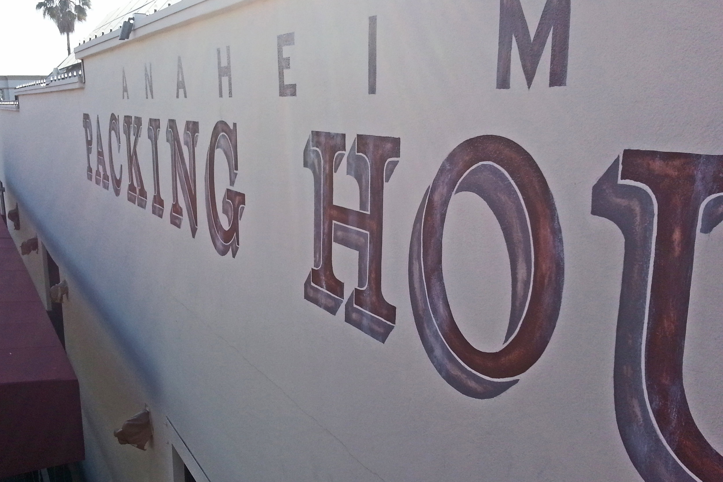 Anaheim Packing House - hand painted graphic mural distressed lettering detail