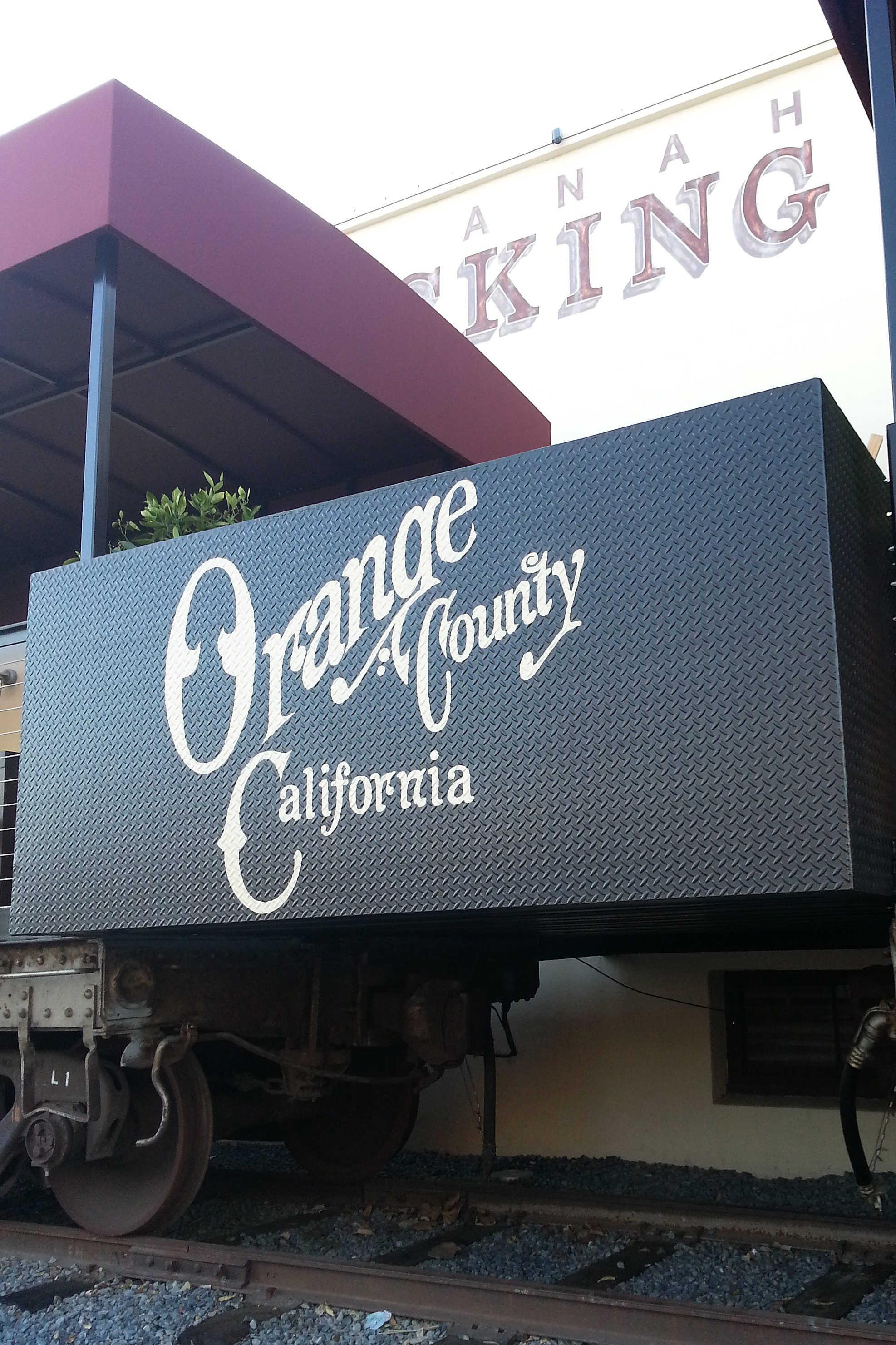 Anaheim Packing House sign painting hand lettering on diamond plate steel