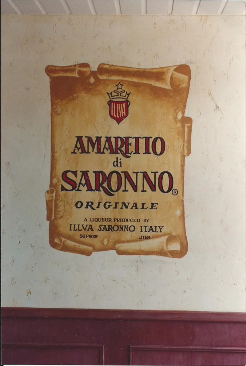 Amaretto hand painted label mural