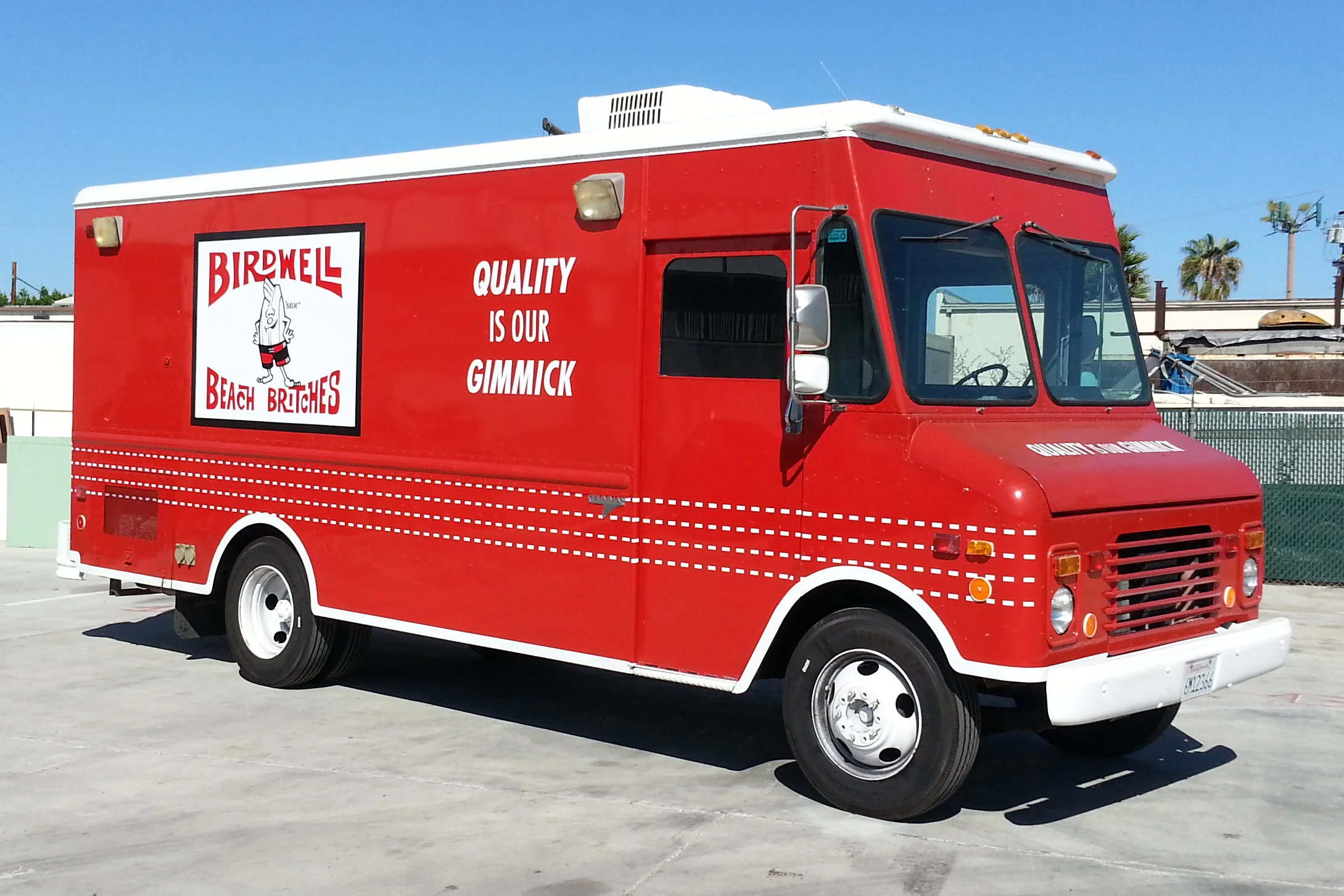Birdwell Beach Britches hand lettered vehicle graphics
