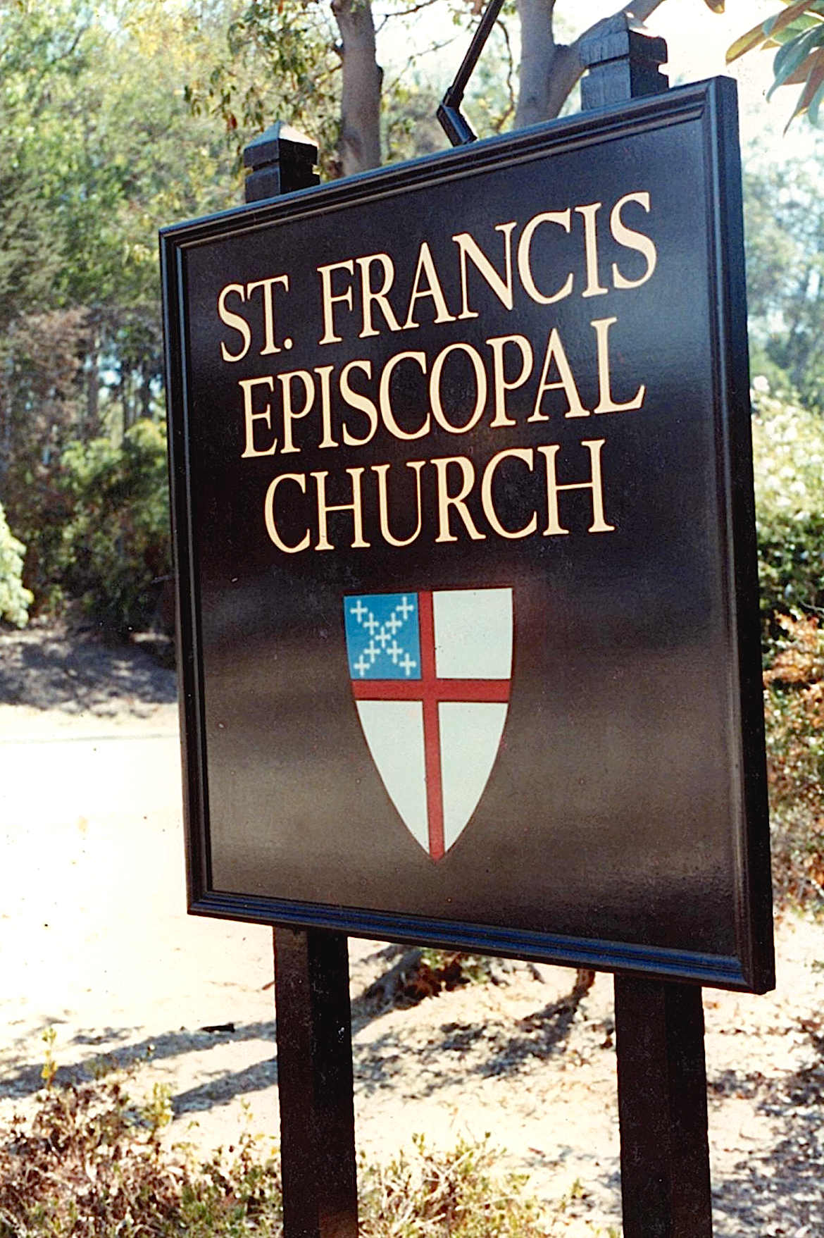 St. Francis Episcopal Church gold leaf lettering on sign panel