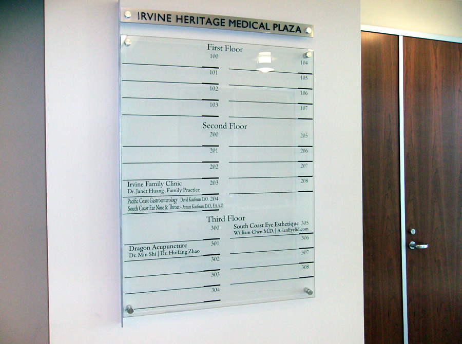 Irvine Heritage Medical Plaza lobby directory