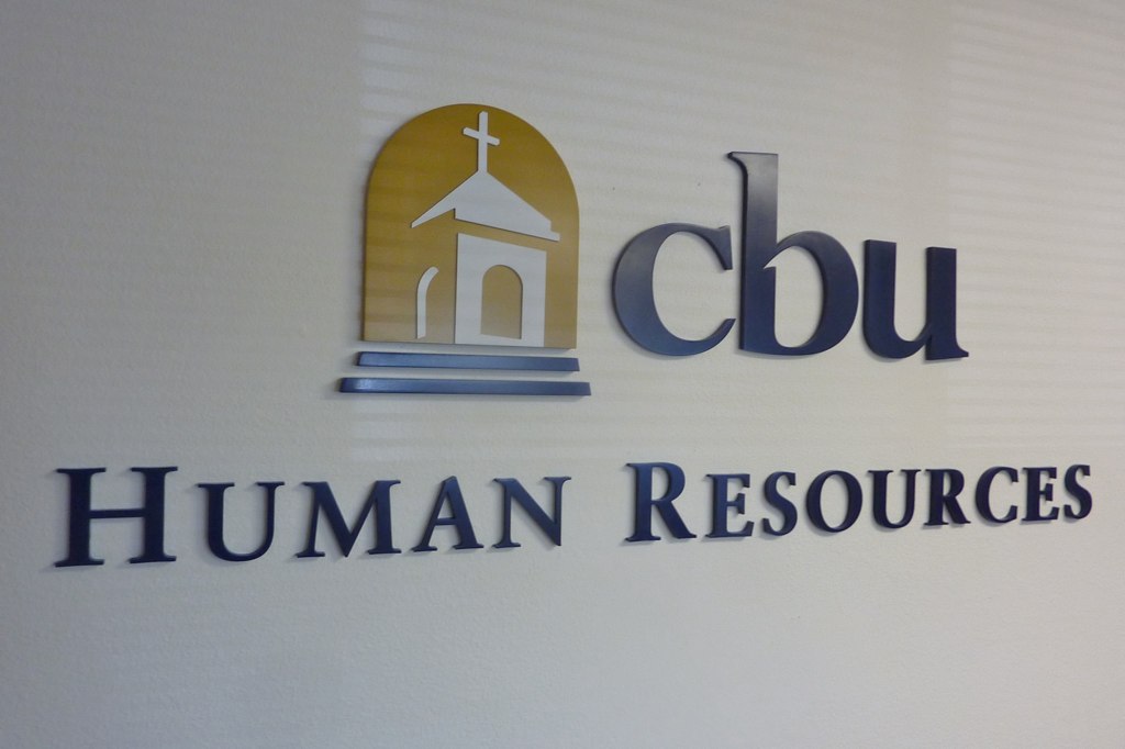 California Baptist University Human Resources dimensional office sign